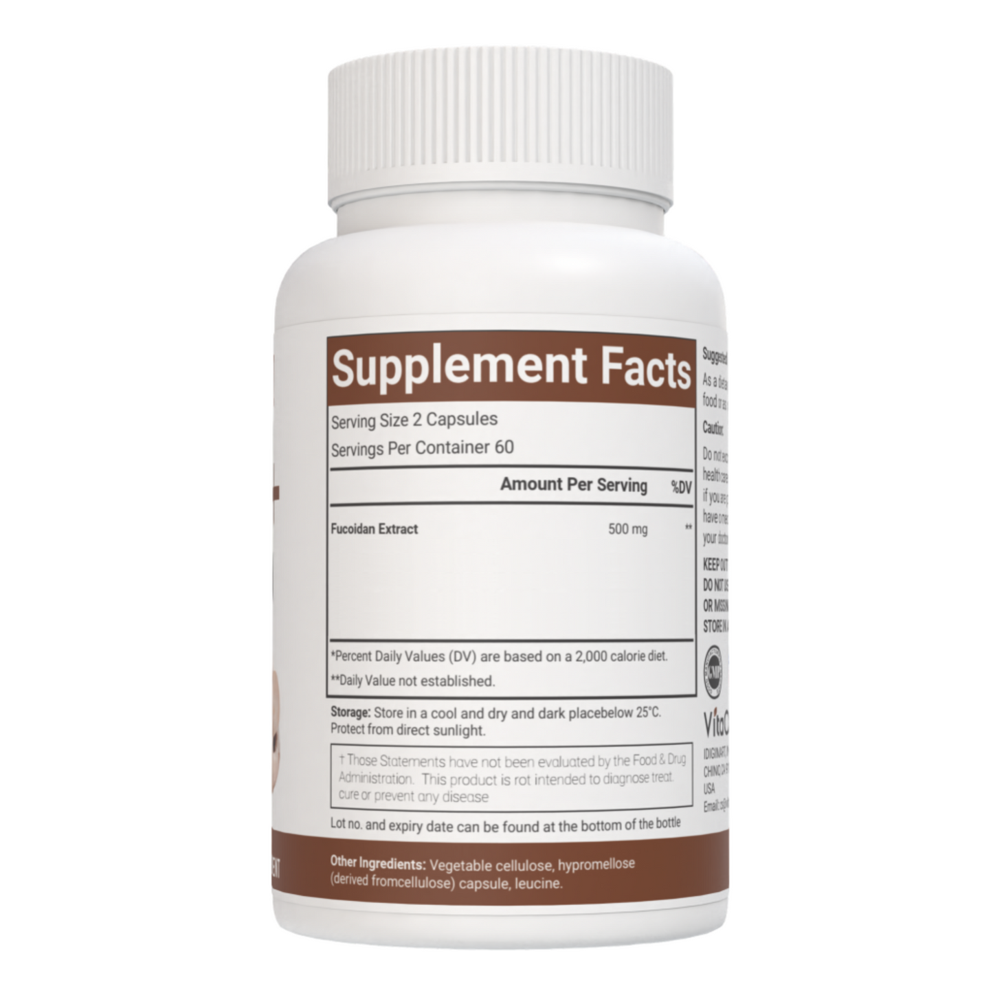 vitacosmox fuocidan pure brown seaweed extract complex 120 cap supplement fact side