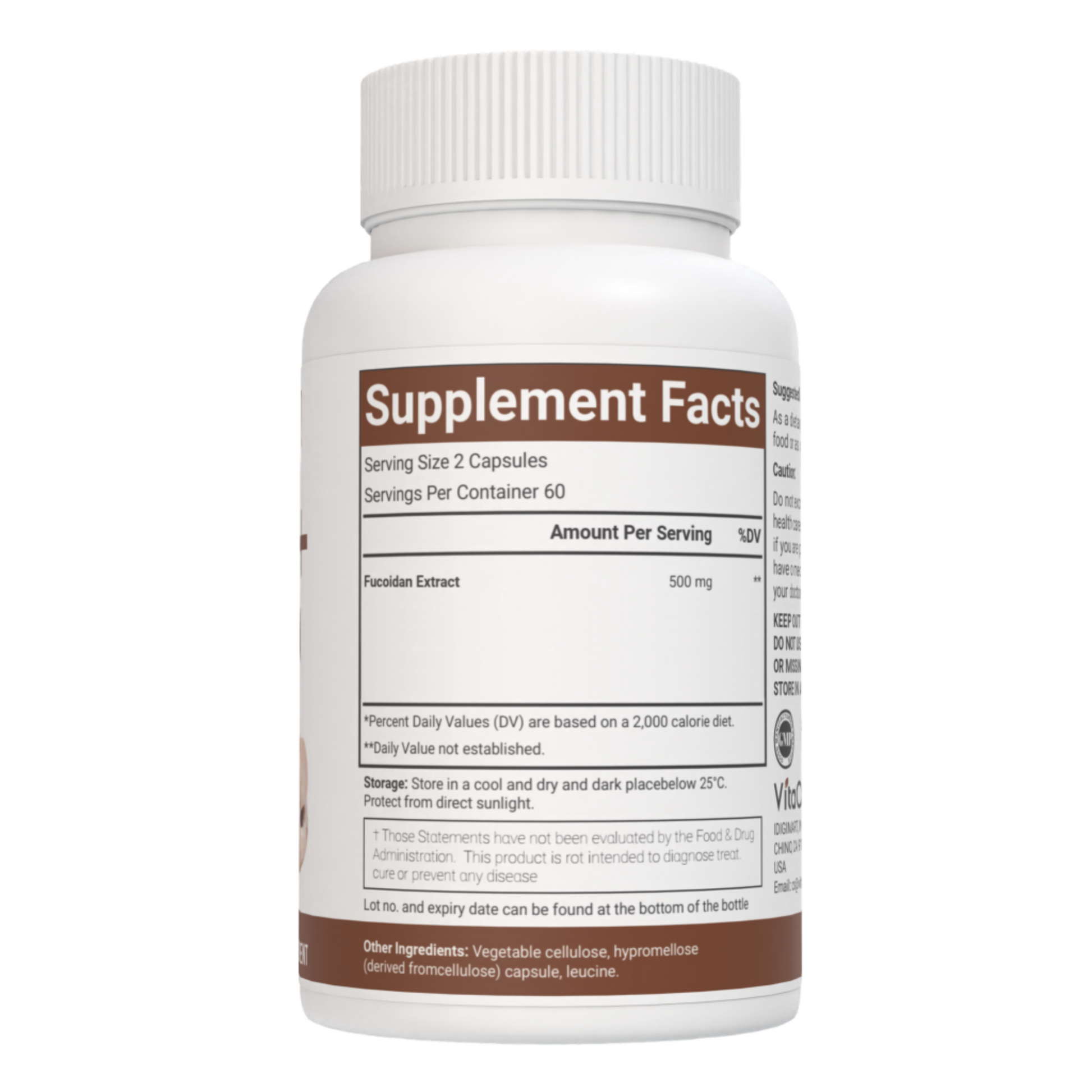 vitacosmox fuocidan pure brown seaweed extract complex 120 cap supplement fact side