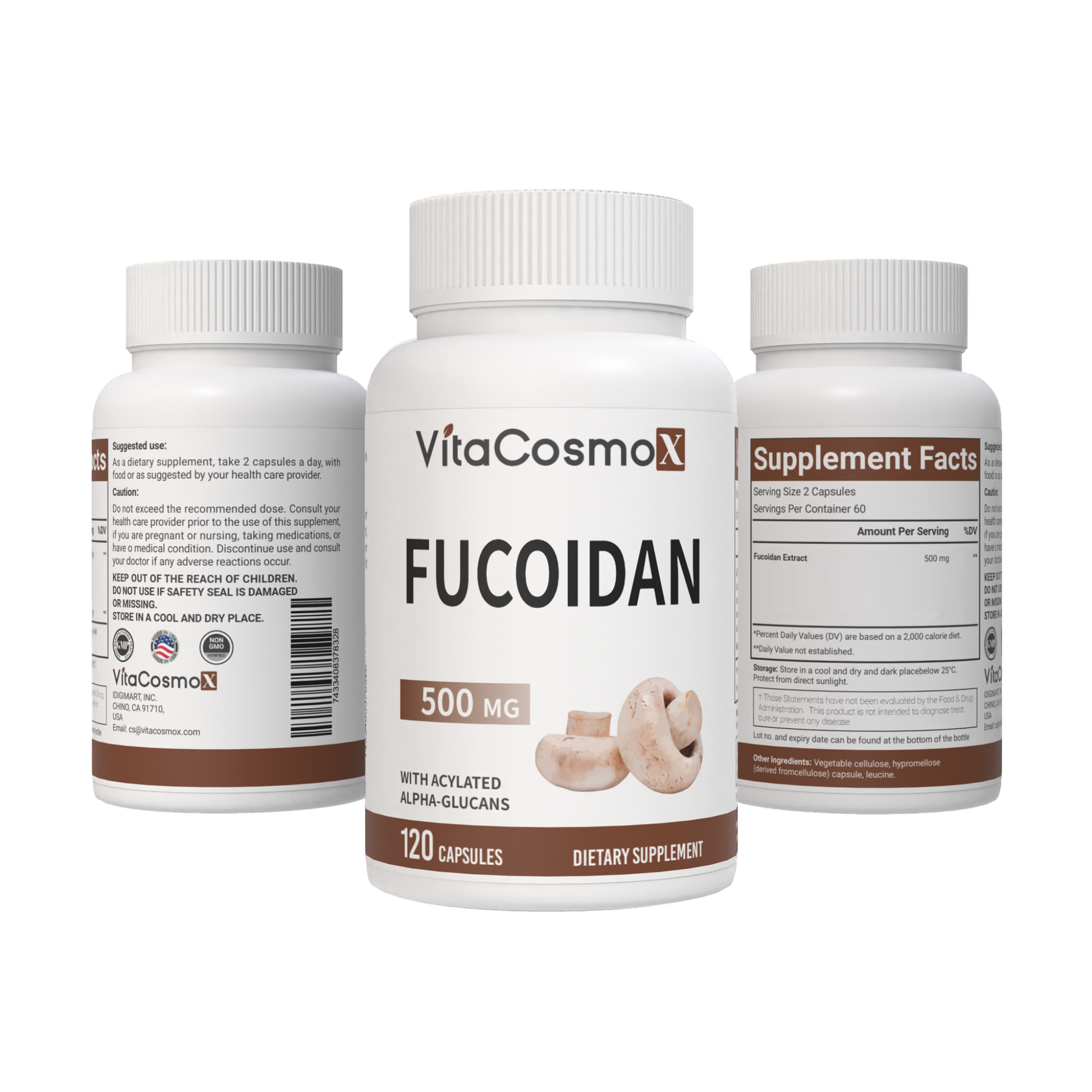 vitacosmox fuocidan pure brown seaweed extract complex 120 cap all three sides
