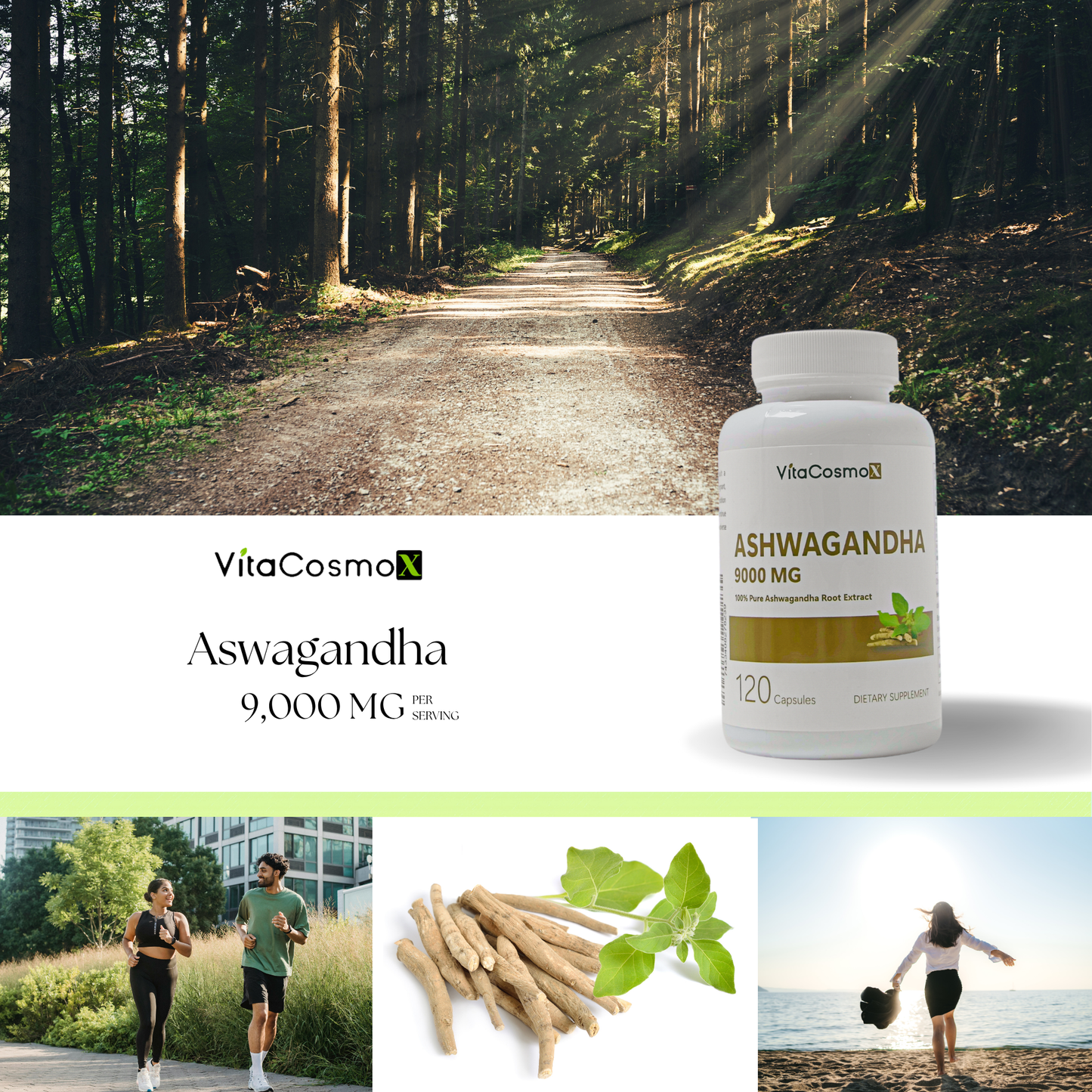 VitaCosmoX Ashwagandha Root Extract 1,300 mg – 120 Vegan Capsules
