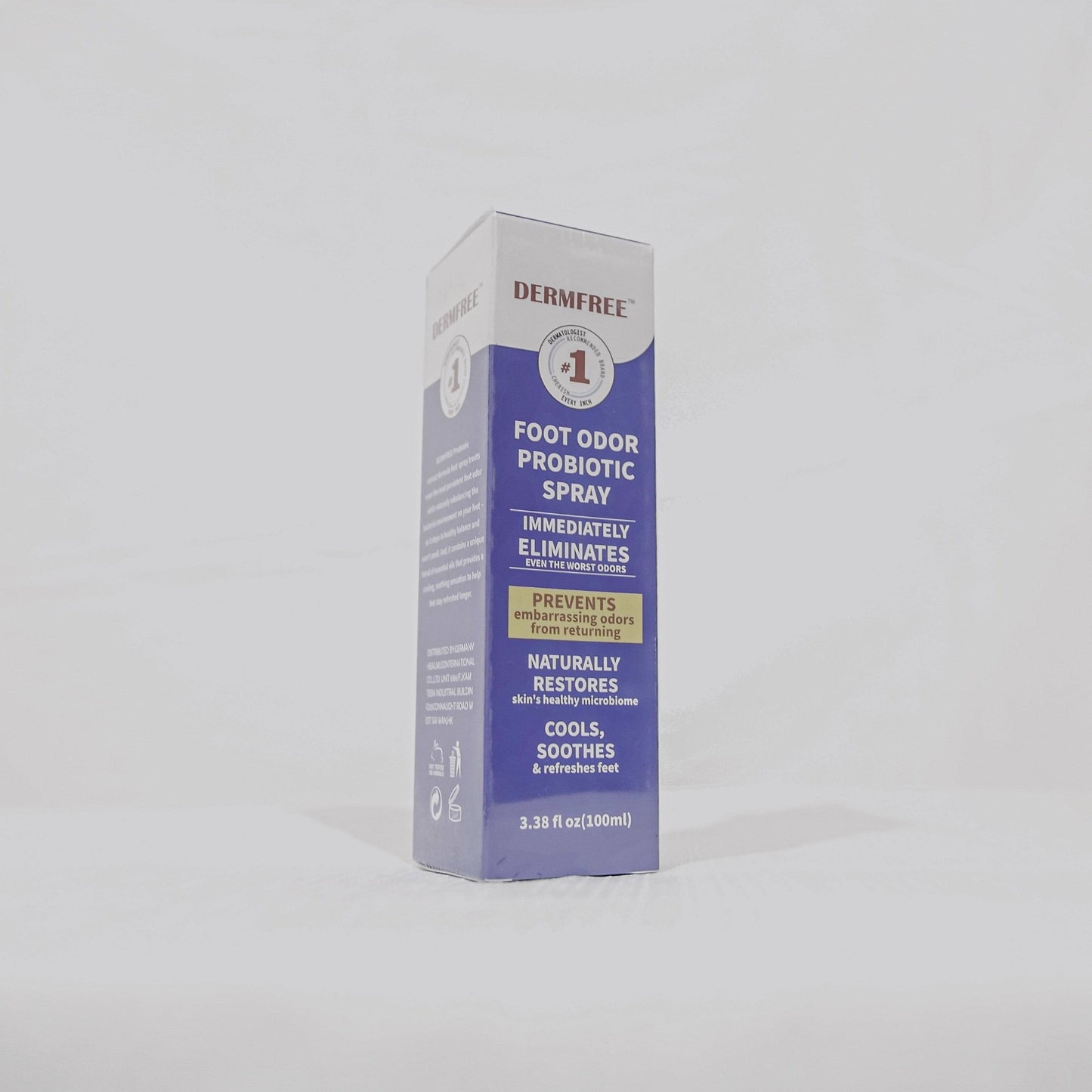 VitaCosmoX Foot Odor Probiotic Spray box angle left side 