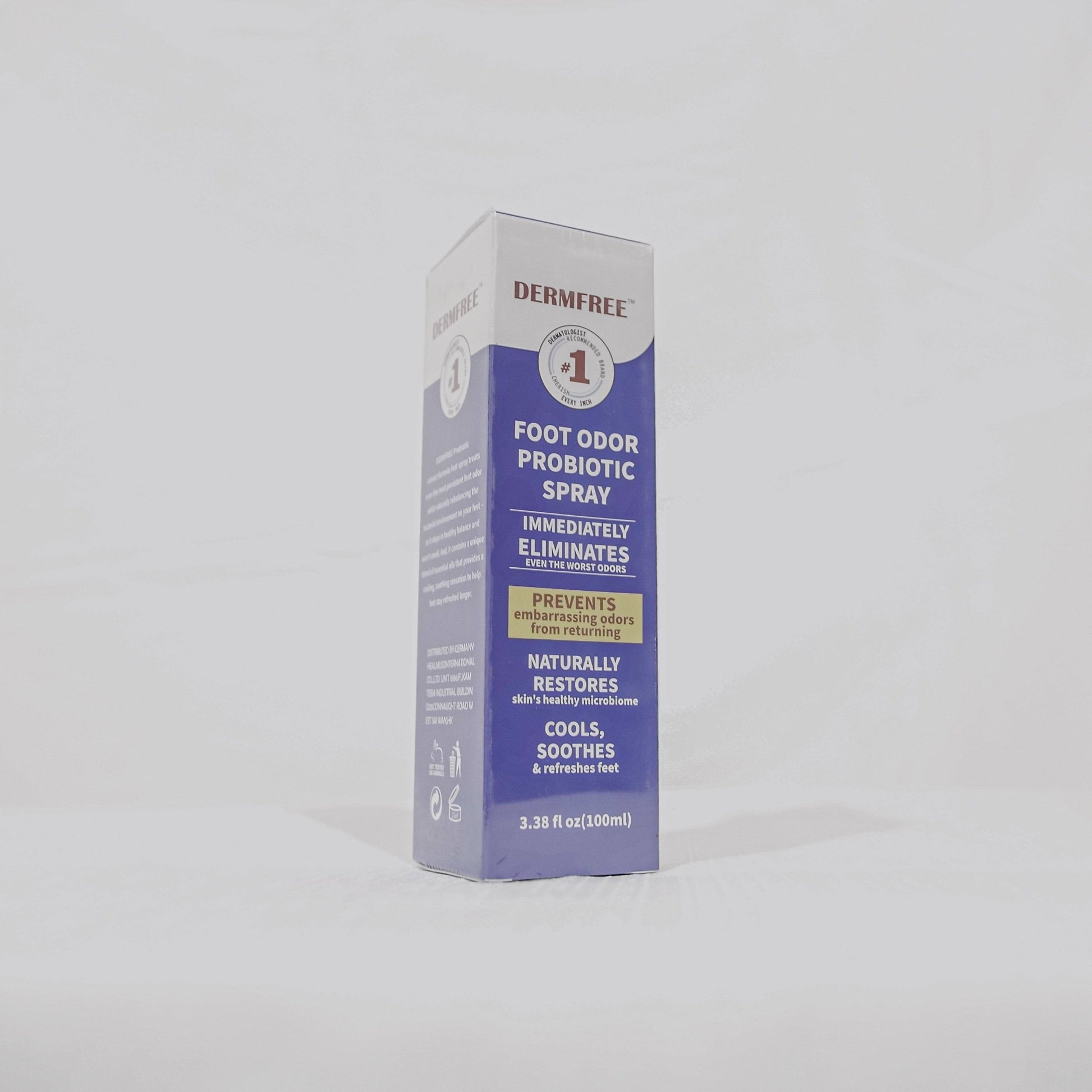VitaCosmoX Foot Odor Probiotic Spray box angle left side 
