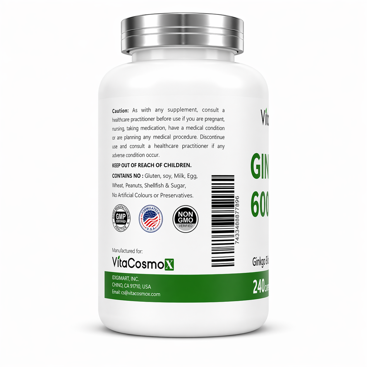 VitaCosmoX Ginkgo PS100 – 240 Capsules