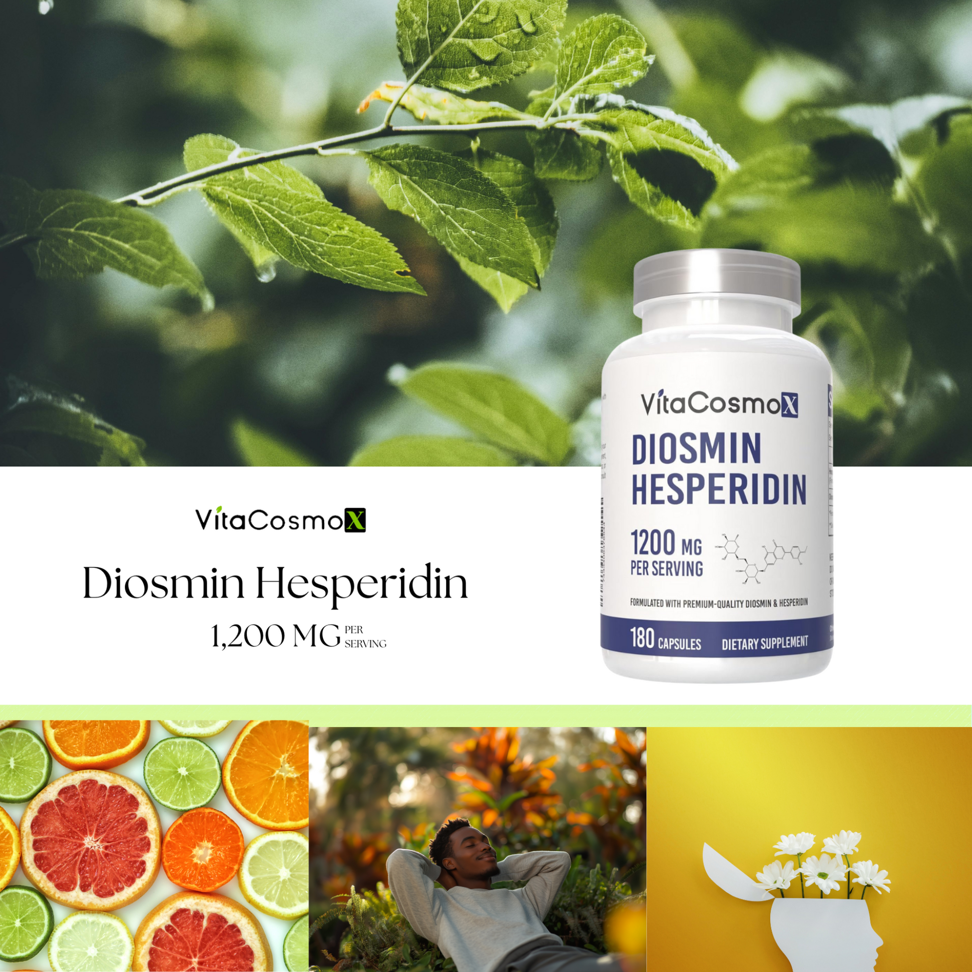 VitaCosmo Diosmin Hesperidin supplement bottle 1200 mg 120 capsules