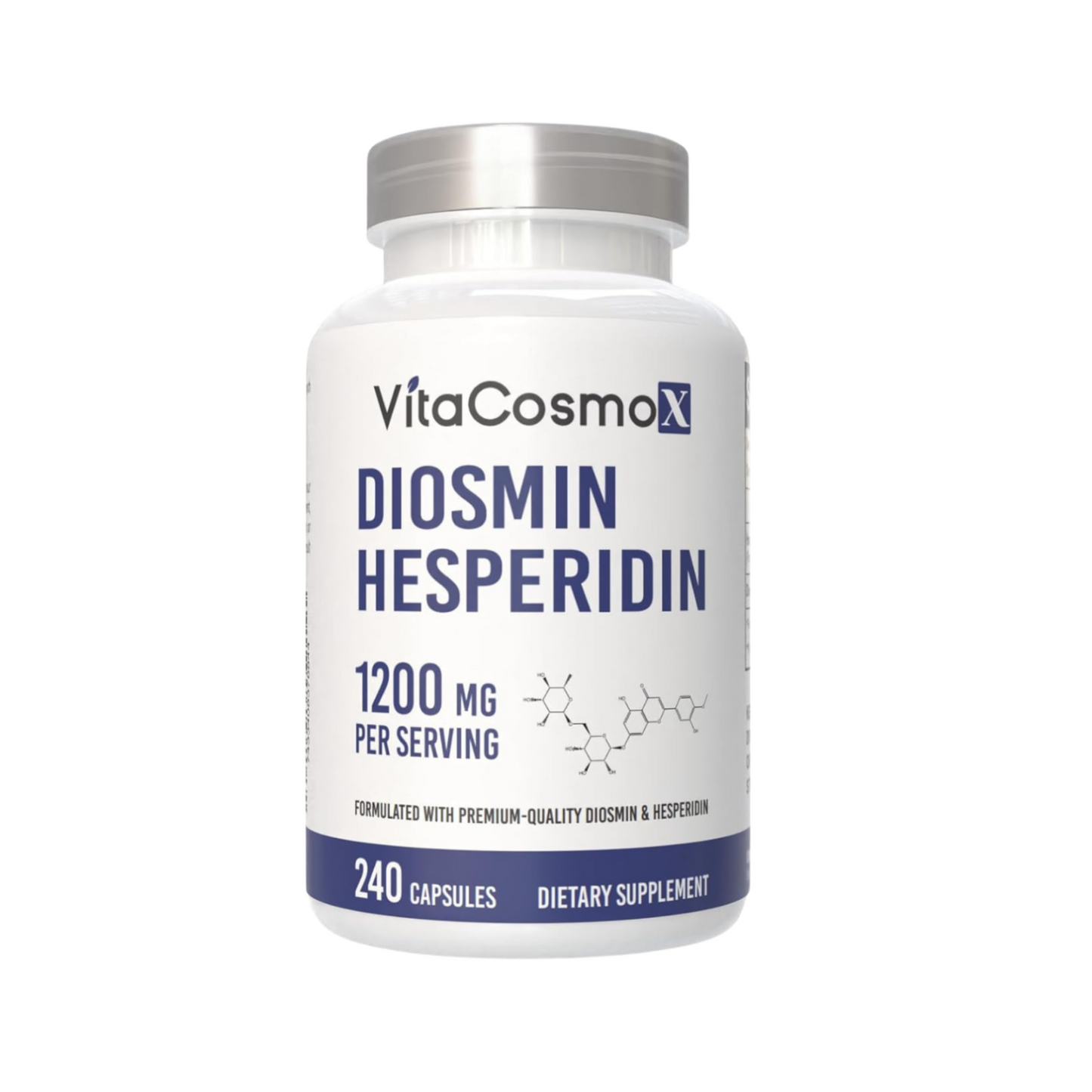 VitaCosmoX Diosmin Hesperidin supplement bottle on a white background