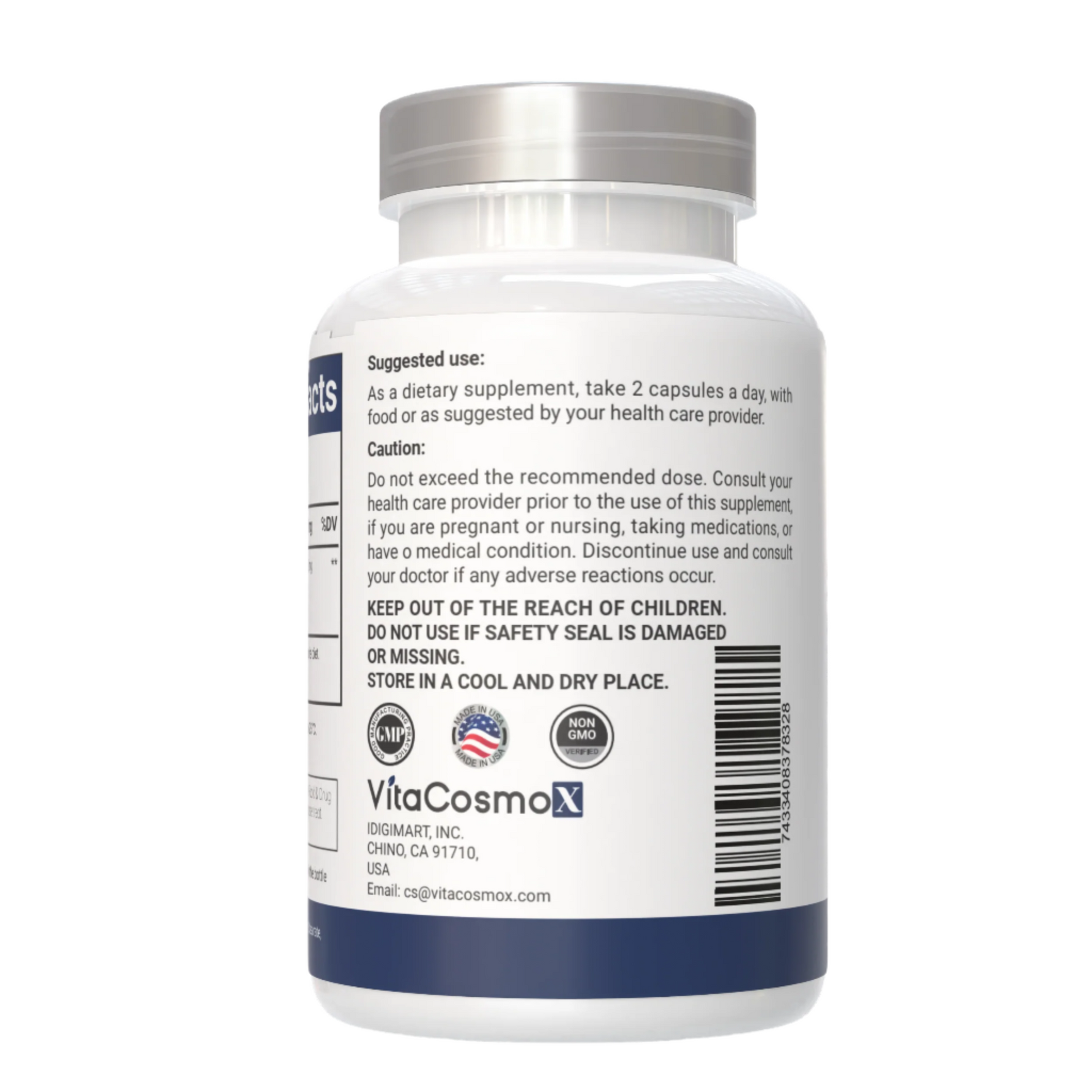 VitaCosmoX Phosphatidylserine caution side -240 capsules 