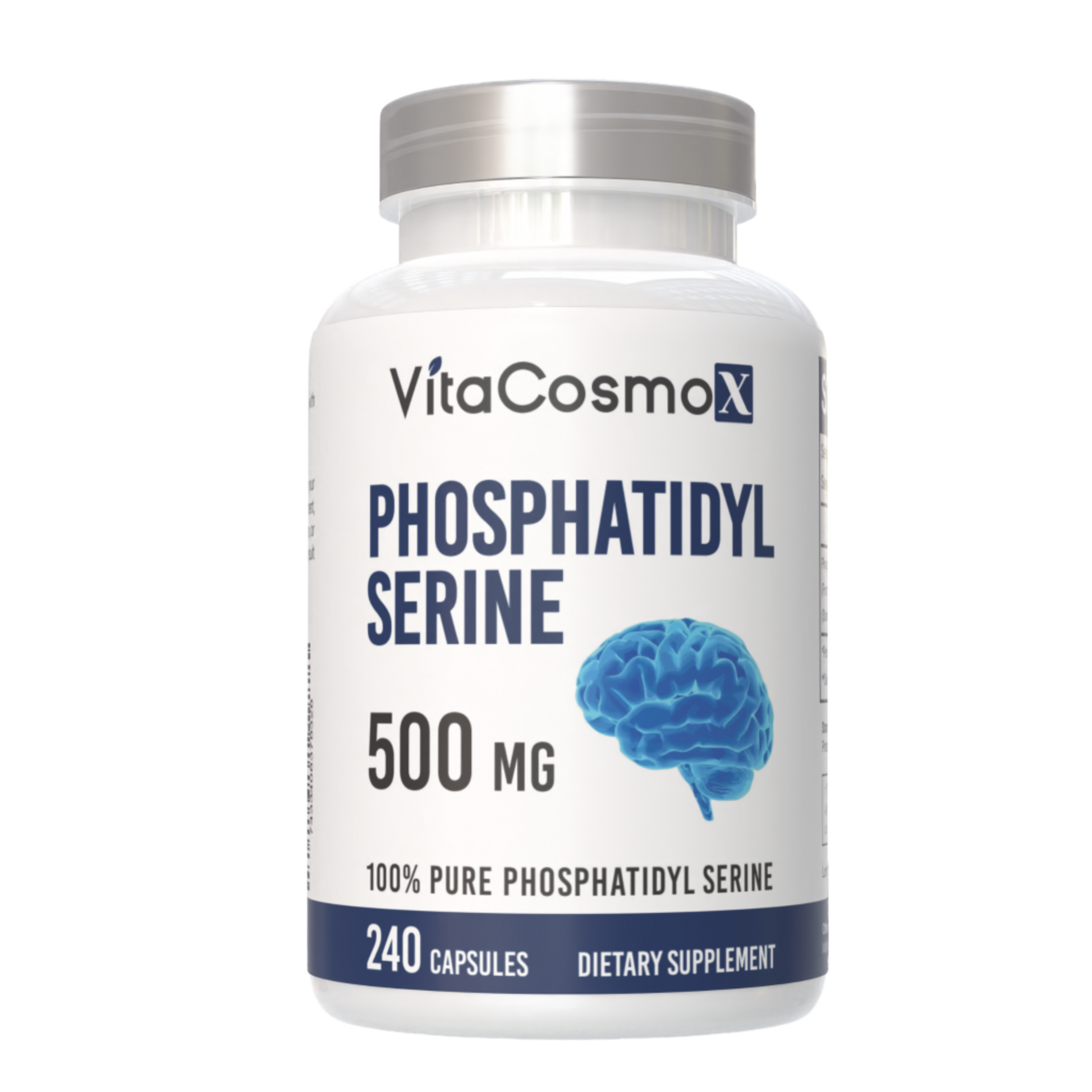 VitaCosmoX Phosphatidylserine supplement front side -240 capsules 