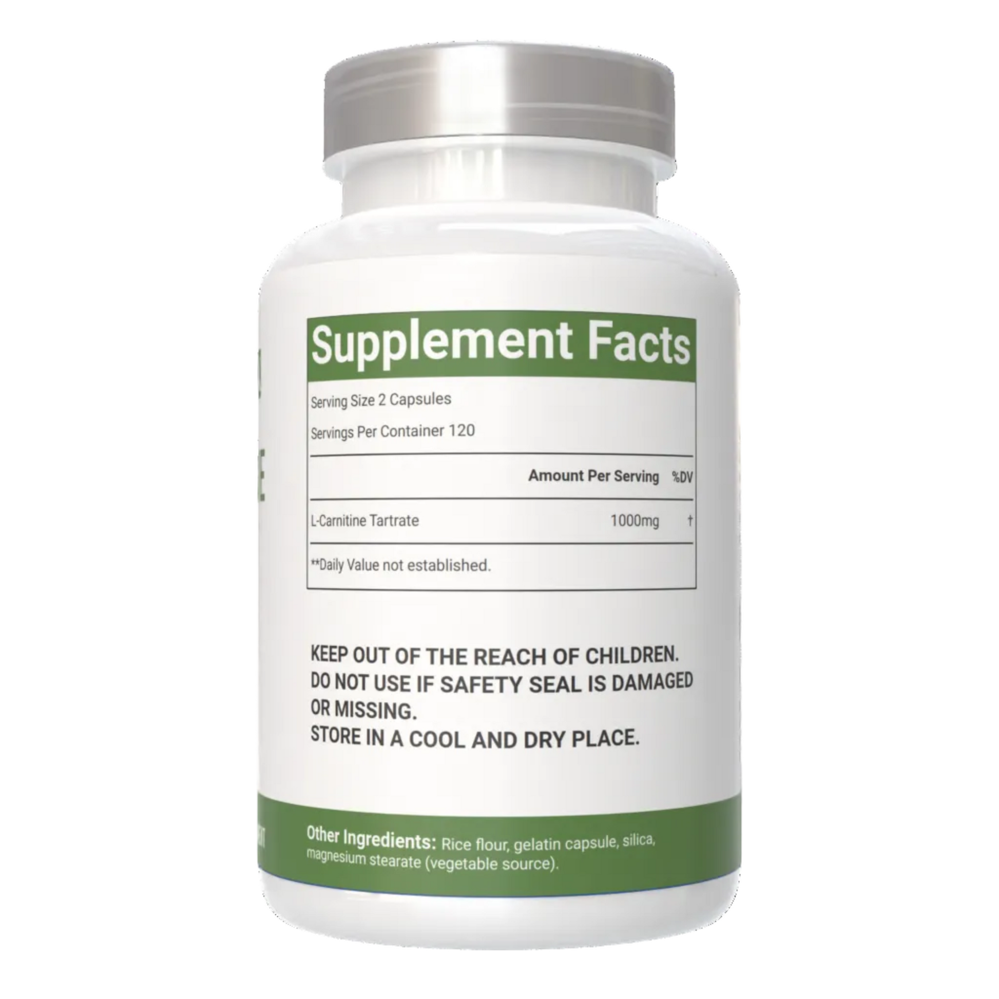 VitaCosmoX L-Carnitine Tartrate Supplement bottle with label on a white background