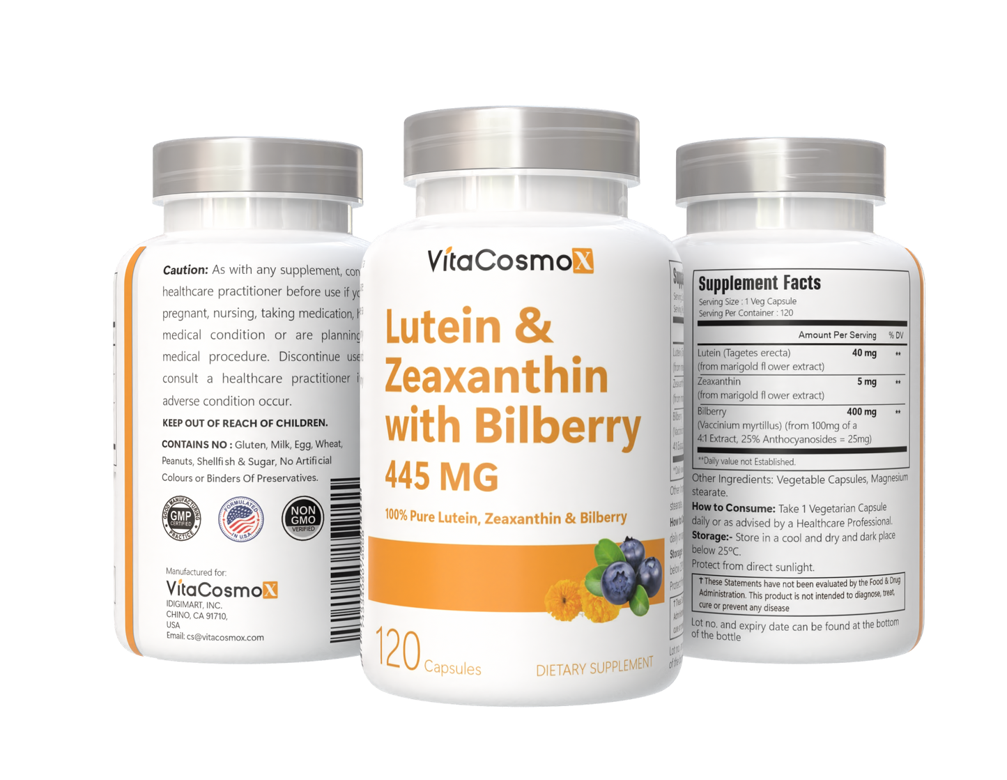 VitaCosmoX Lutein – 120 Vegan Capsules
