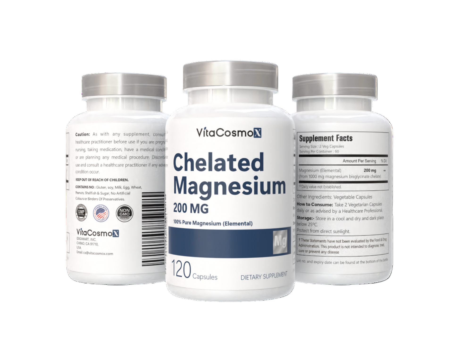 VitaCosmoX magnesium all three sides - 120 capsules
