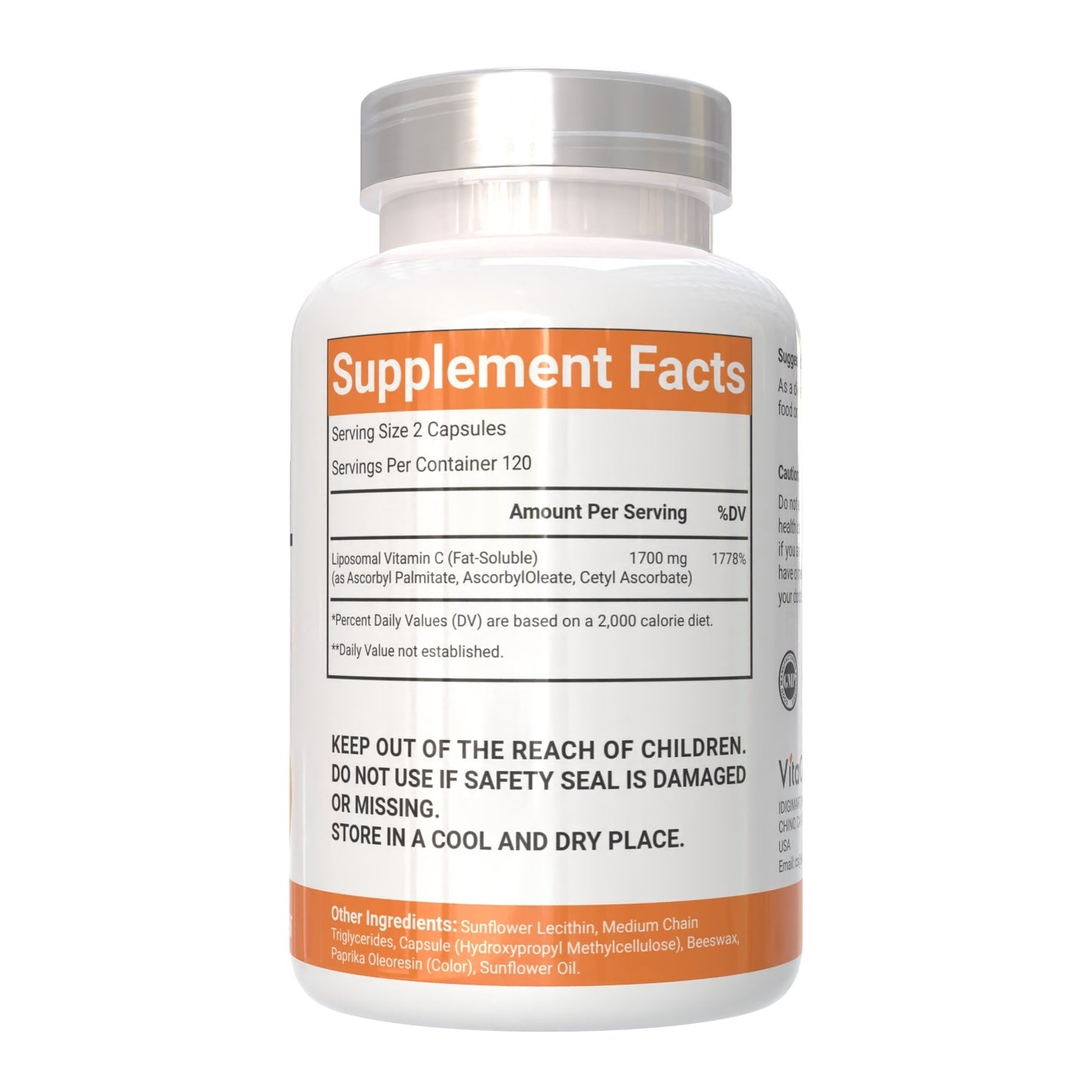 VitaCosmoX Liposomal Vitamin C 1,700 mg – 240 Vegan Capsules