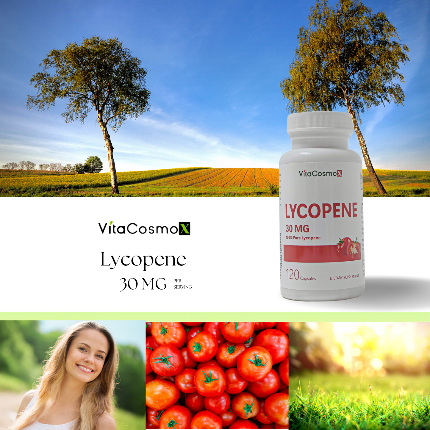VitaCosmoX Lycopene 30 mg – 120 Vegan Capsules