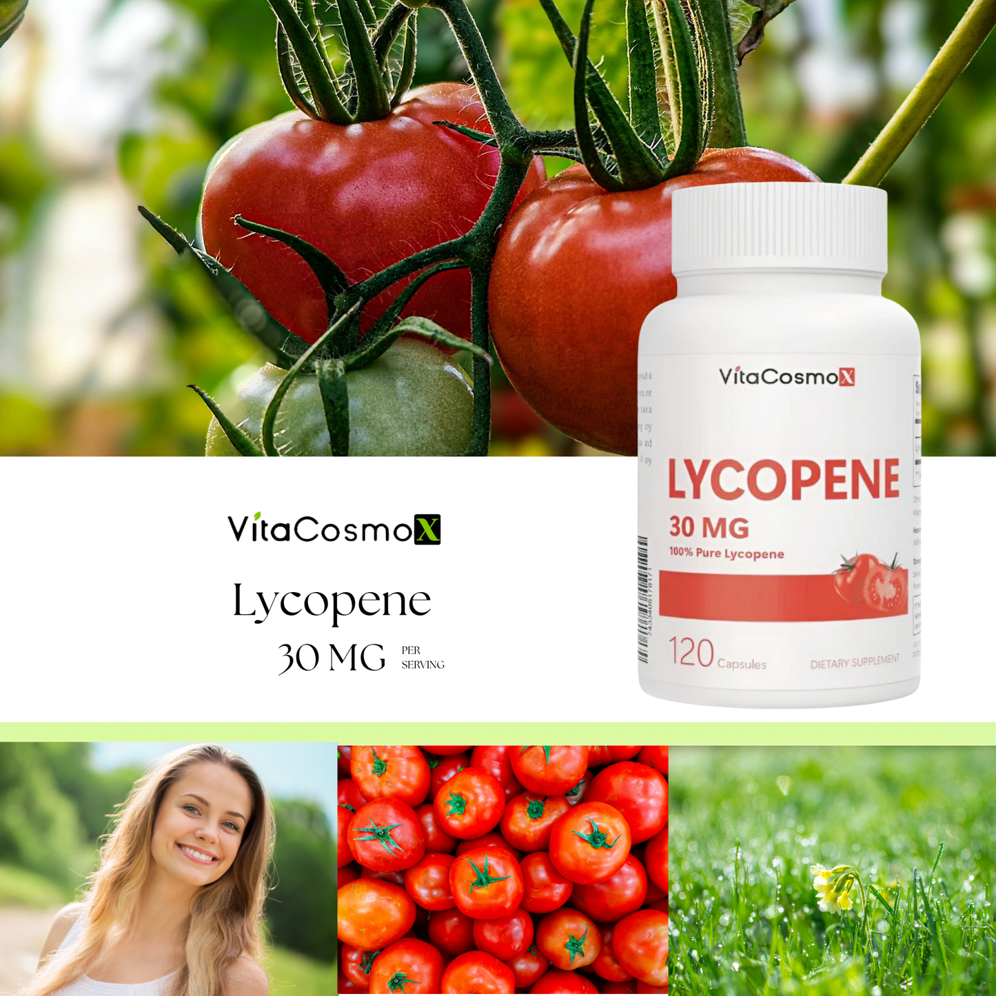 VitaCosmoX Lycopene 30 mg – 120 Vegan Capsules