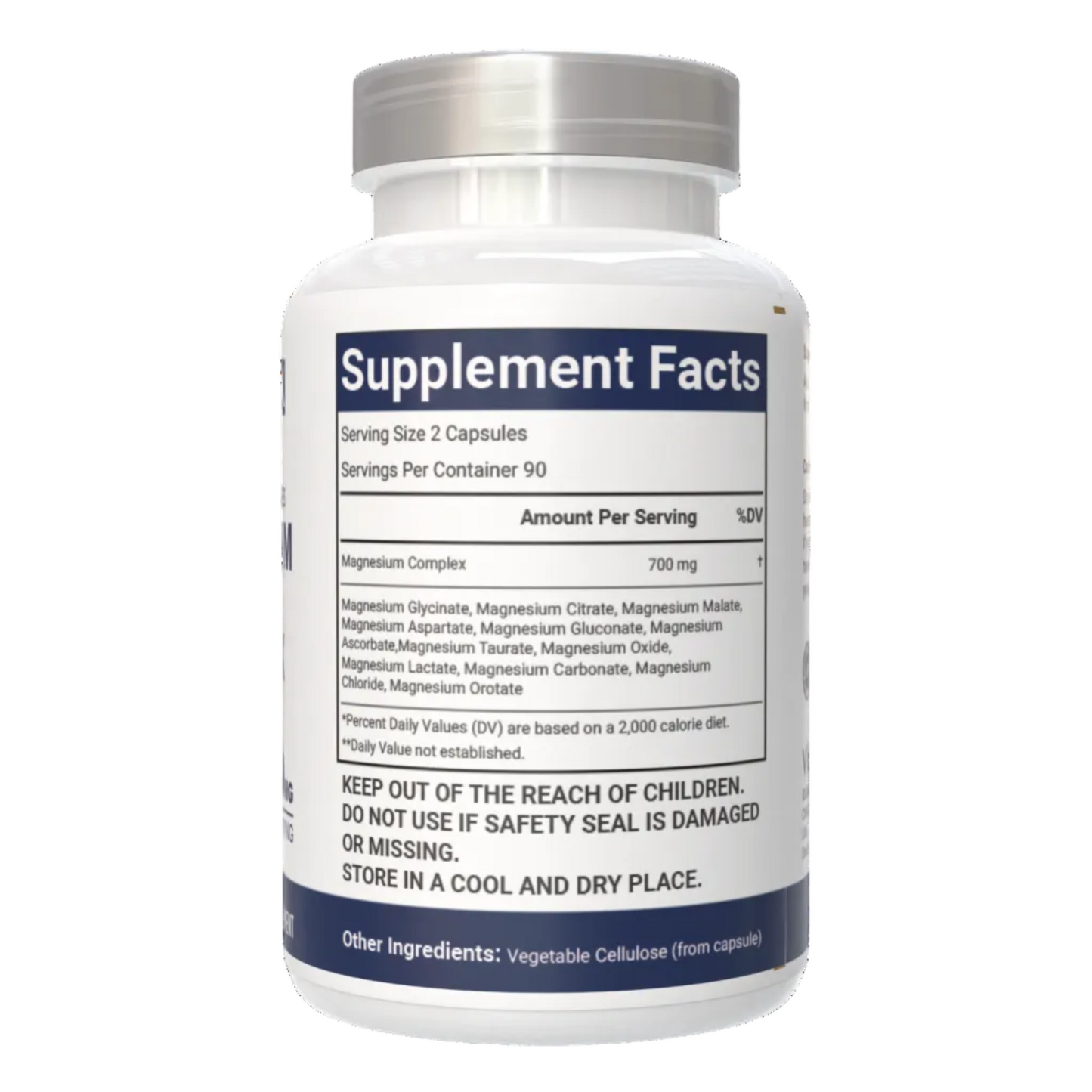VitaCosmoX Magnesium 12-in-1 Supplement bottle with label showing 'Supplement Facts' on a white background