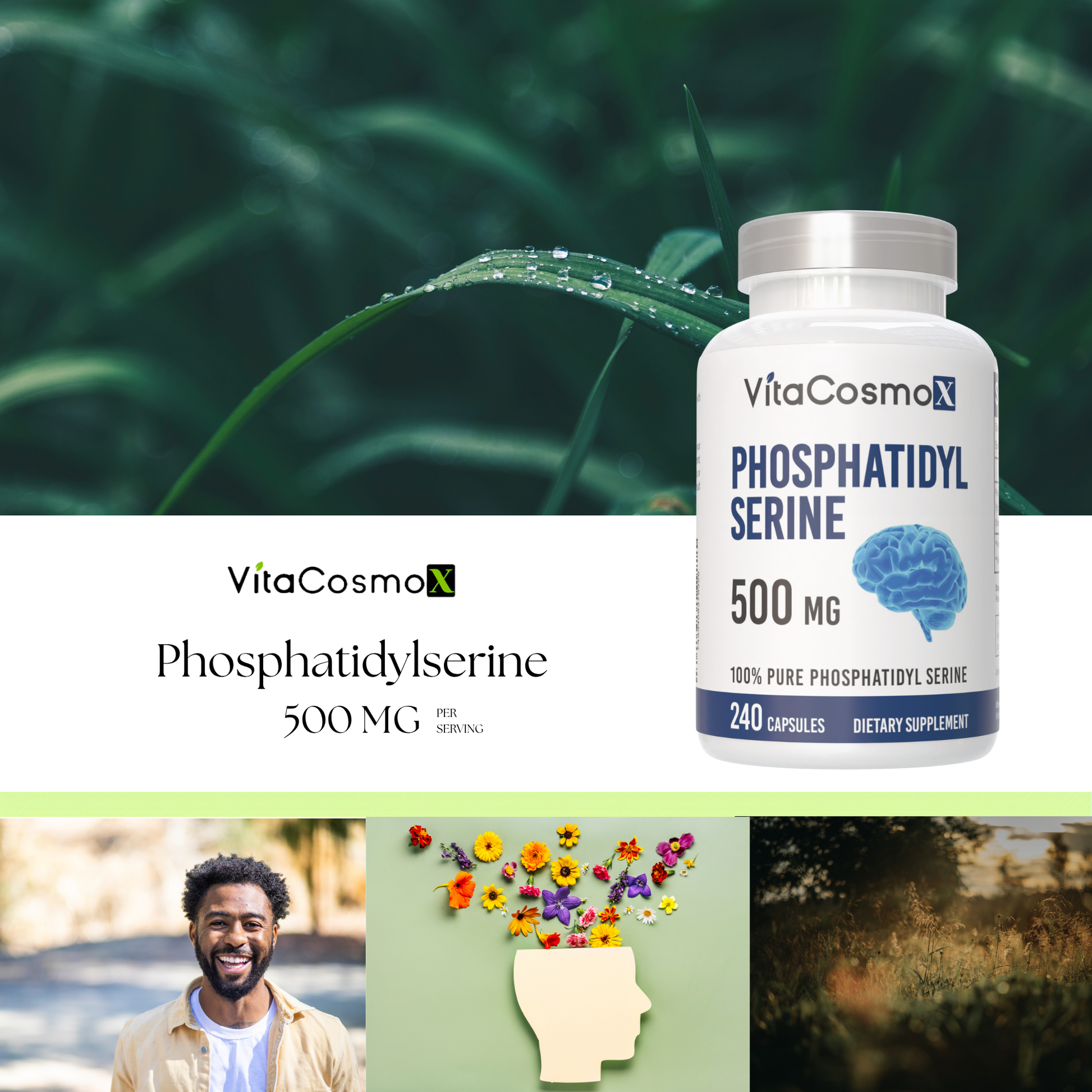 VitaCosmo Phosphatidylserine supplement bottle 240 capsules 500 mg