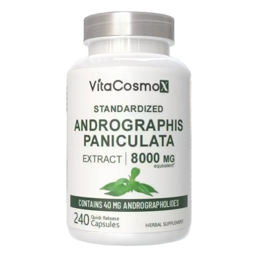VitaCosmoX Andrographis Paniculata supplement bottle on a white background