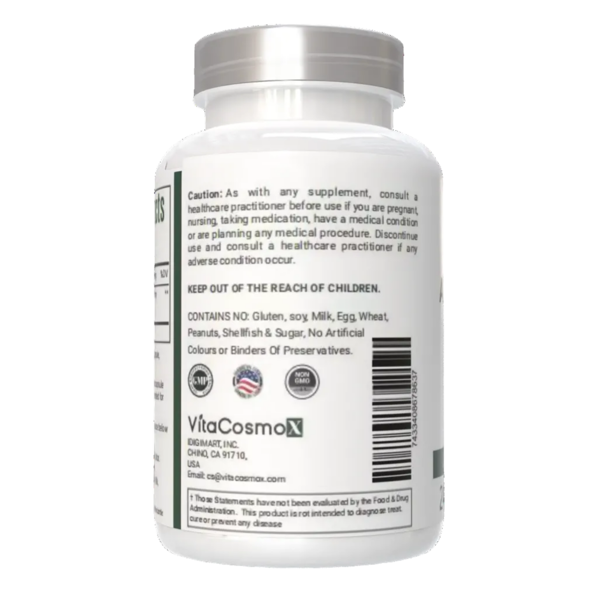 VitaCosmoX Andrographis Paniculata supplement bottle with label on a white background