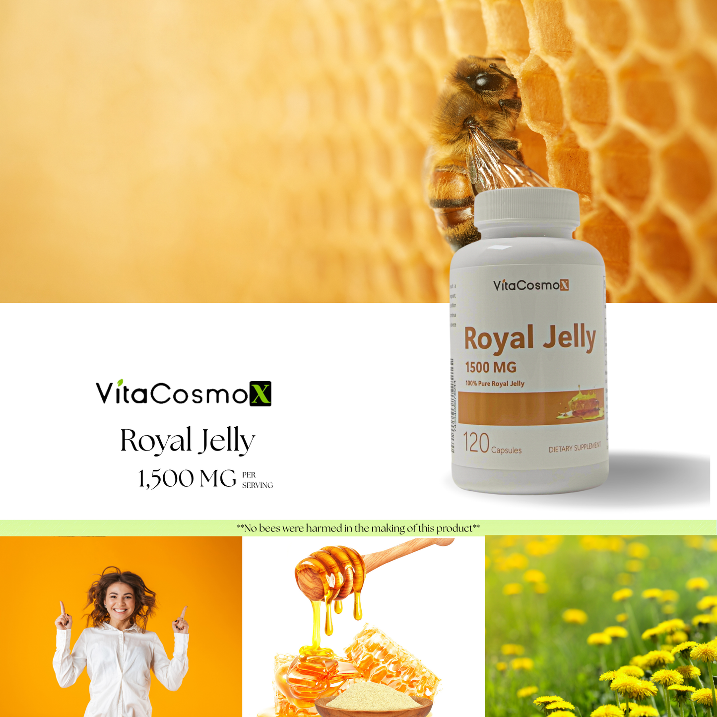 vitacosmox royal jelly 120 cap infographic