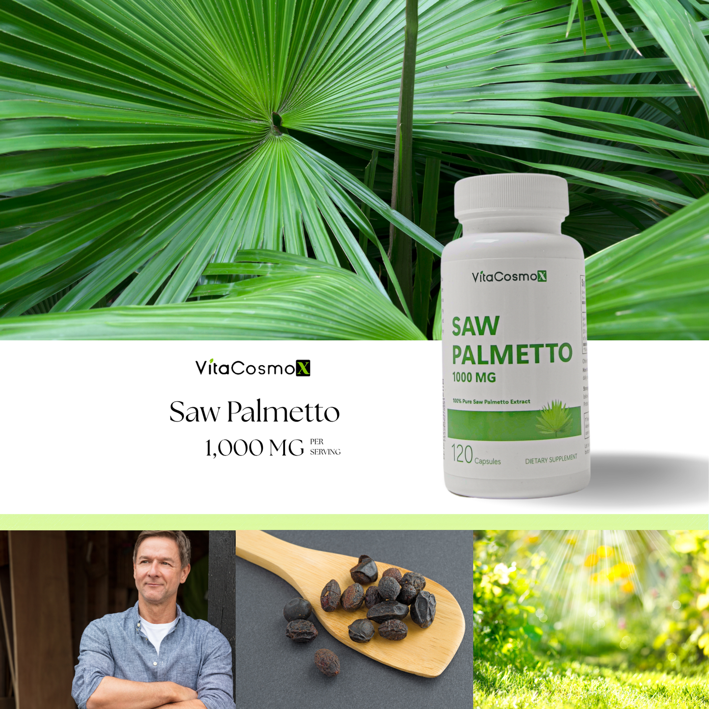 VitaCosmoX Saw Palmetto 1,000 mg  | 120 Capsules