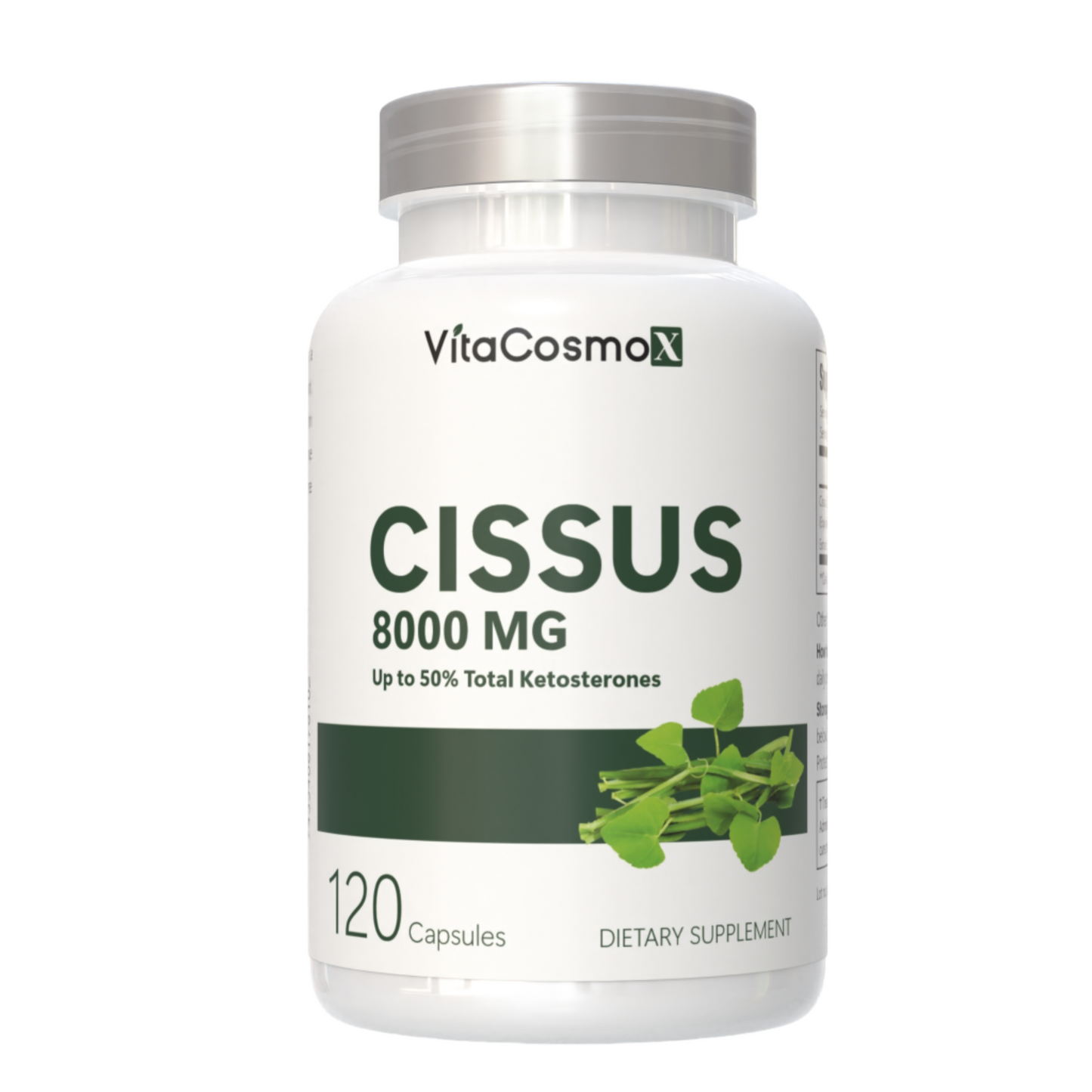 VitaCosmoX Cissus supplement bottle on a white background - front side