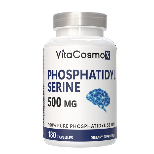 VitaCosmoX Phosphatidylserine supplement front side - 180 capsules 