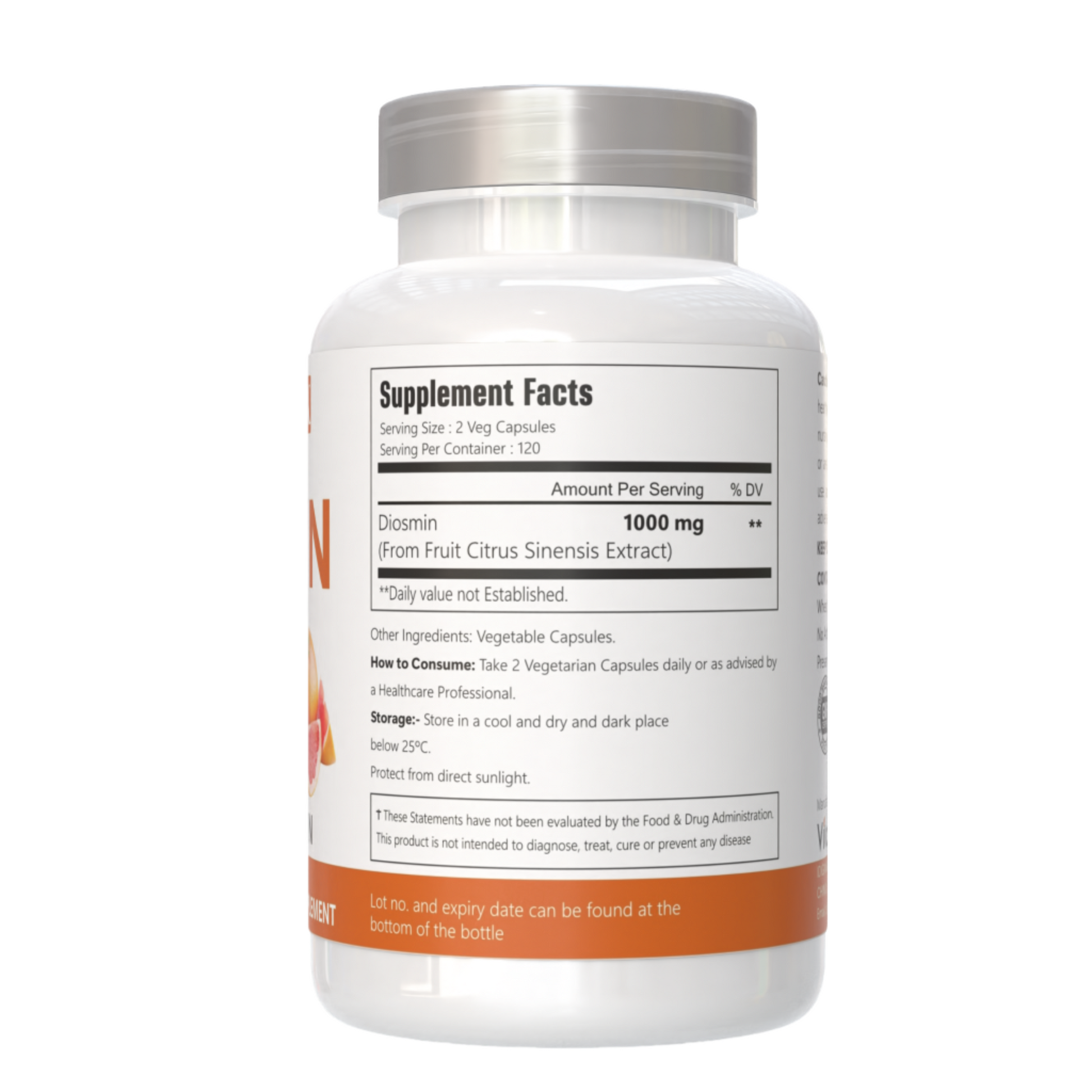 VitaCosmoX diosmin supplement supplement fact side - 240 capsules