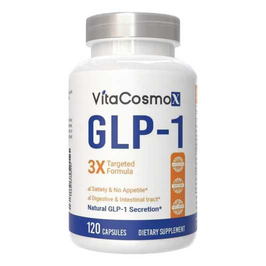 VitaCosmo GLP-1 dietary supplement bottle on a white background