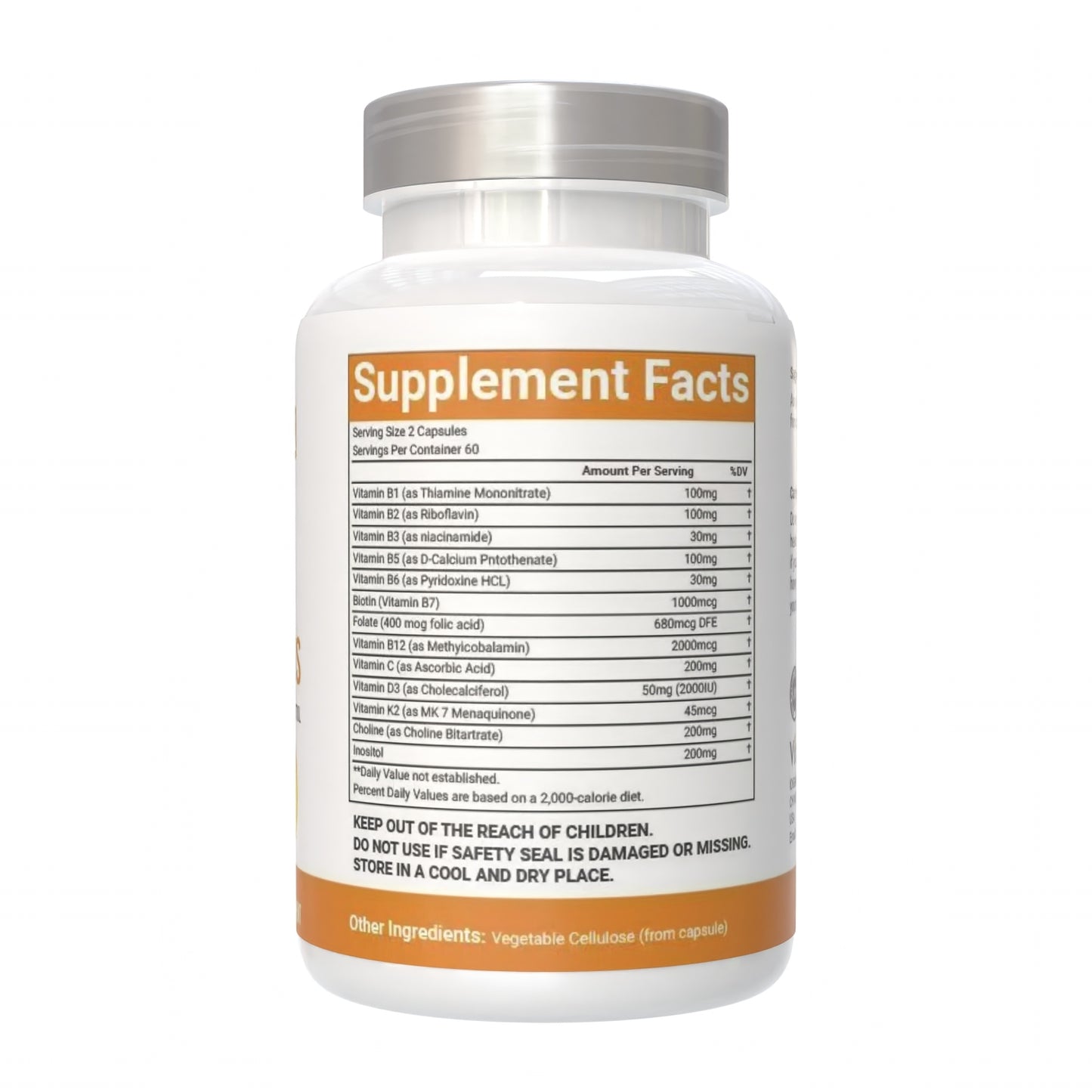 VitaCosmoX Vitamin B Complex Plus 120 Vegan Capsules
