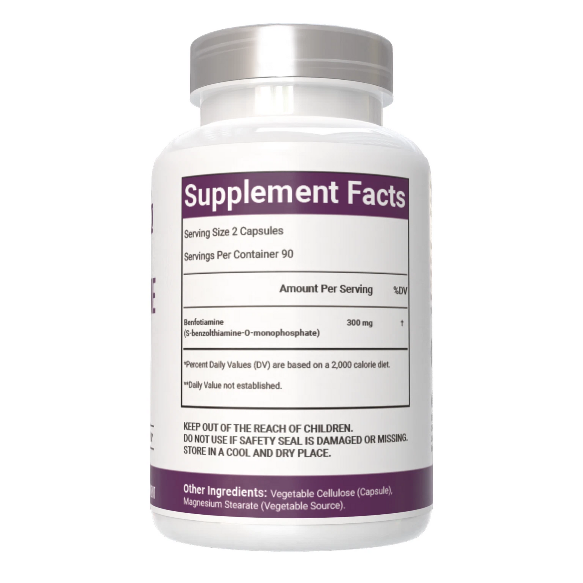 Supplement bottle with label showing 'Supplement Facts' on a white background