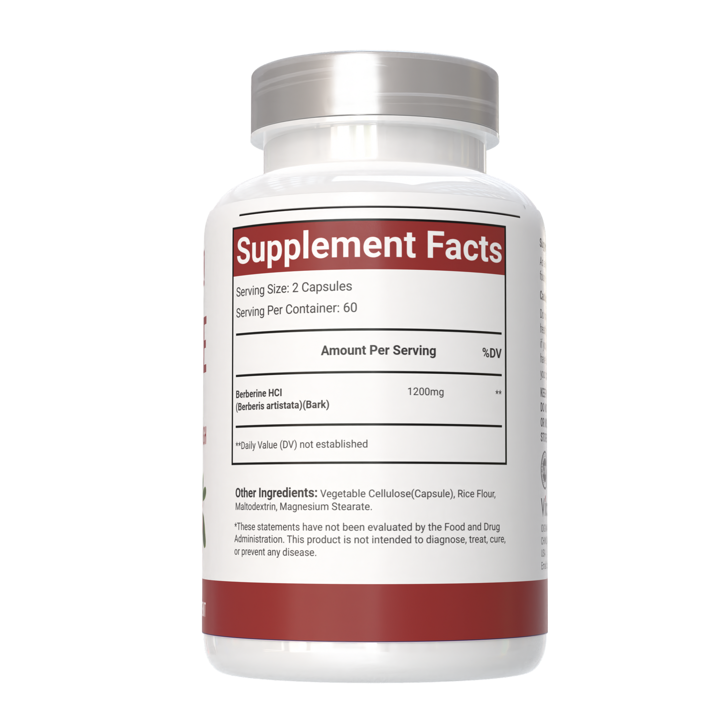 VitaCosmoX Berberine HCL 1,200 mg – 120 Vegan Capsules