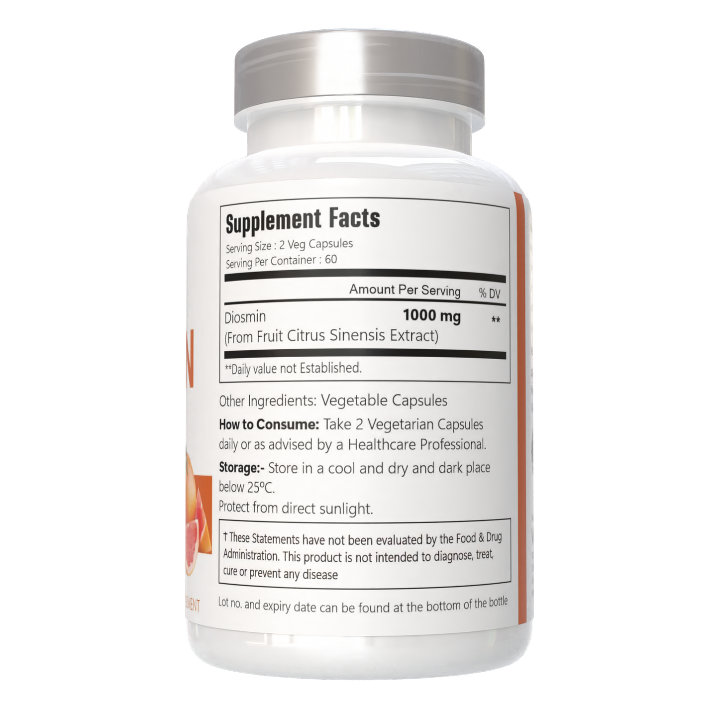 VitaCosmoX Diosmin 1,000 mg - 120 Capsules
