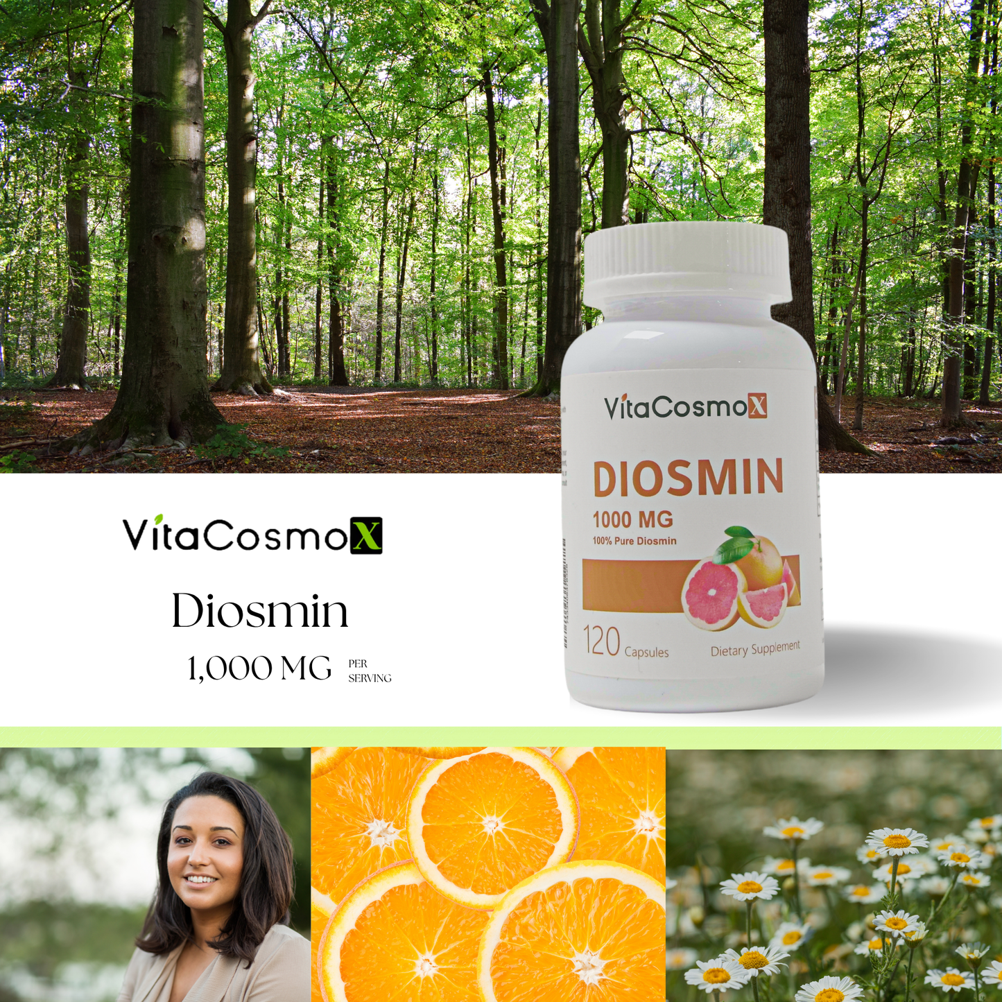 VitaCosmoX Diosmin | 1,000 mg | 120 Capsules