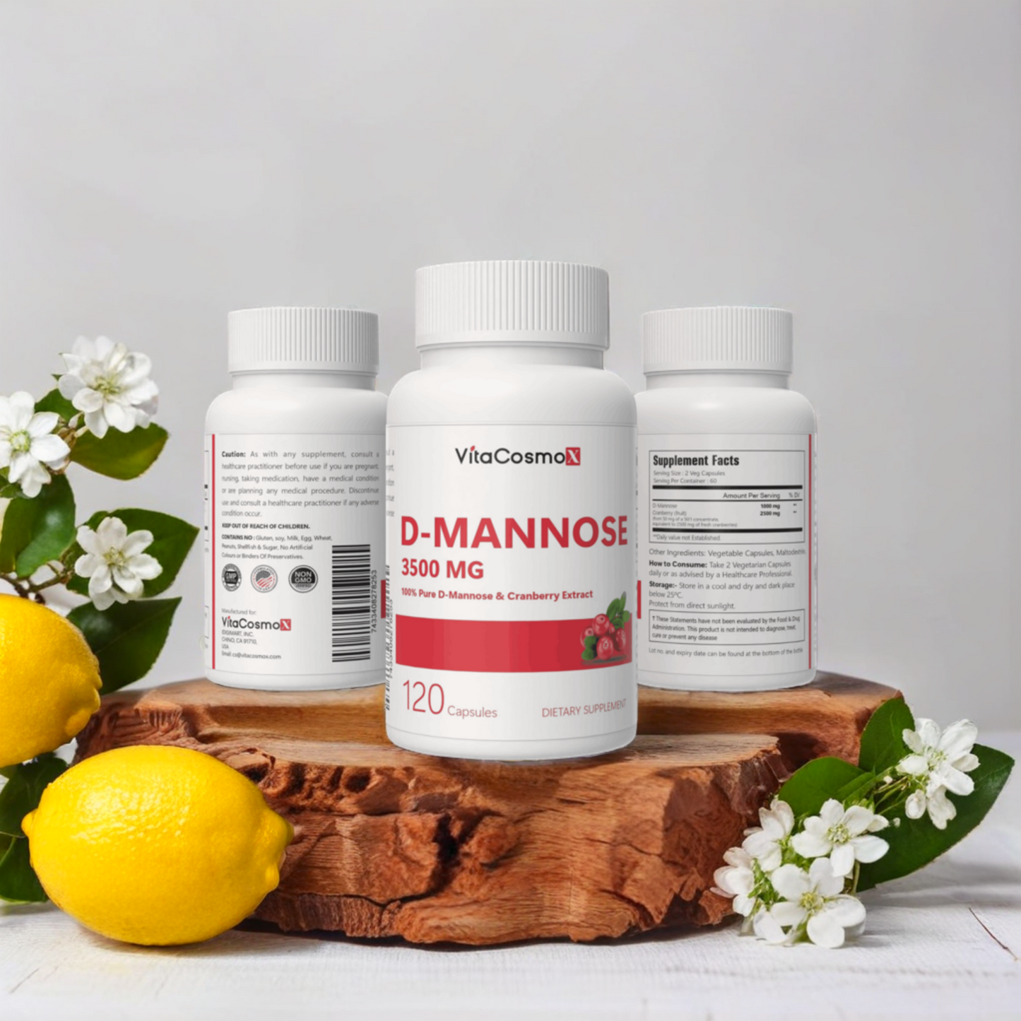 VitaCosmoX d-mannose all three sides - 120 capsules