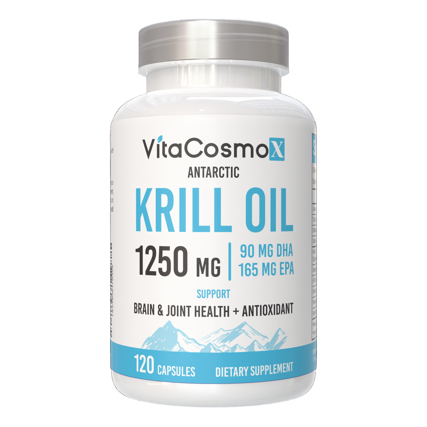 VitaCosmoX krill oil 120 caps supplement front side - 120 capsules

