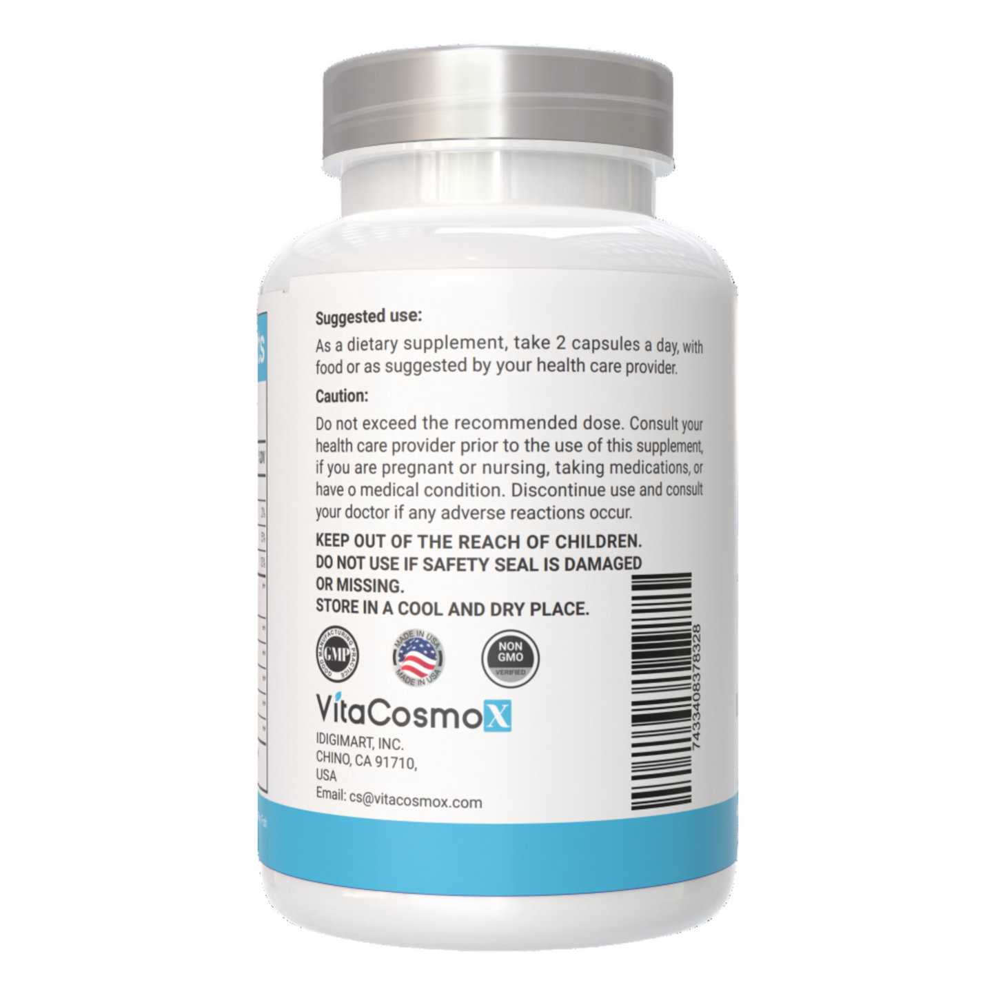 VitaCosmoX krill oil 120 caps caution warning side - 120 capsules