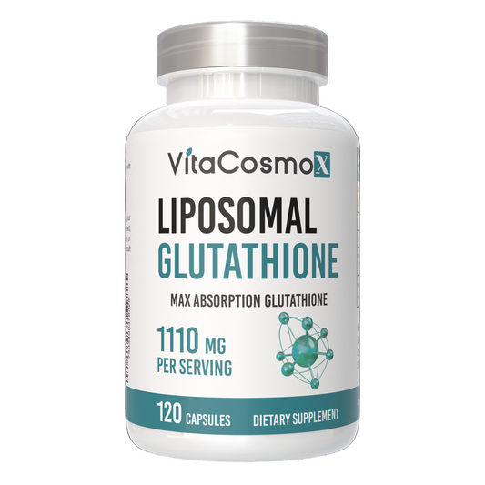 VitaCosmoX liposomal glutathione supplement front side - 120 capsules 