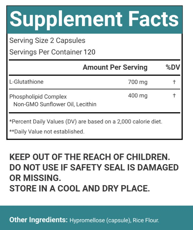 VitaCosmoX Liposomal Glutathione 1,110 mg – 240 Vegan Capsules