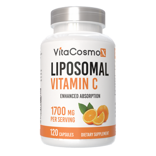 VitaCosmoX liposomal vitamin c  supplement front side - 120 capsules 