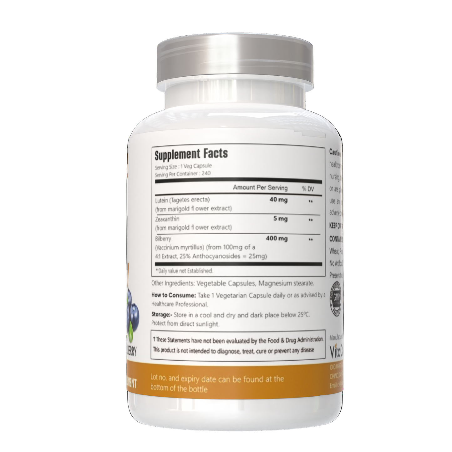 Supplement bottle with label on a white background