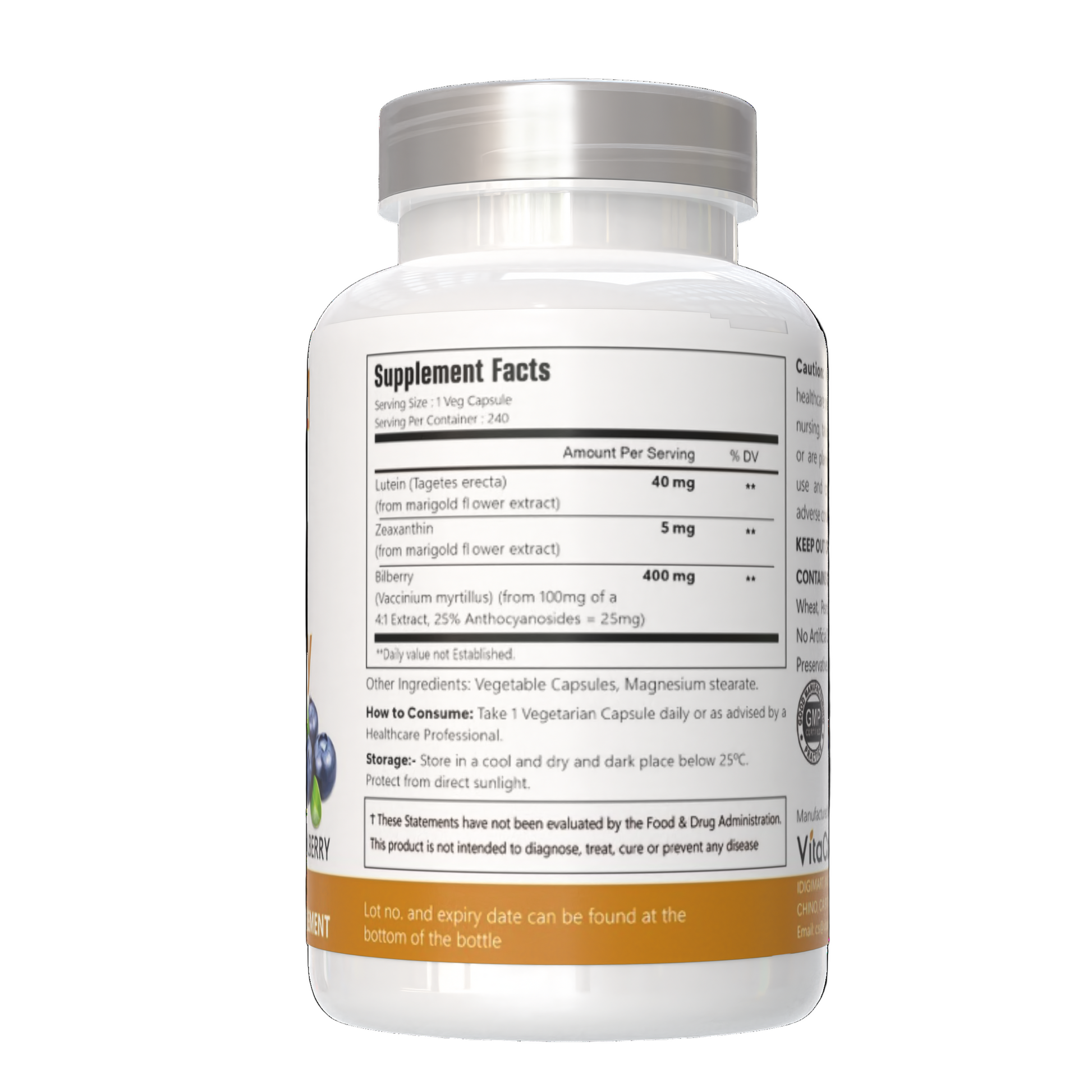 Supplement bottle with label on a white background