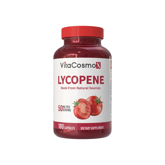 VitaCosmoX Lycopene supplement bottle on a white background