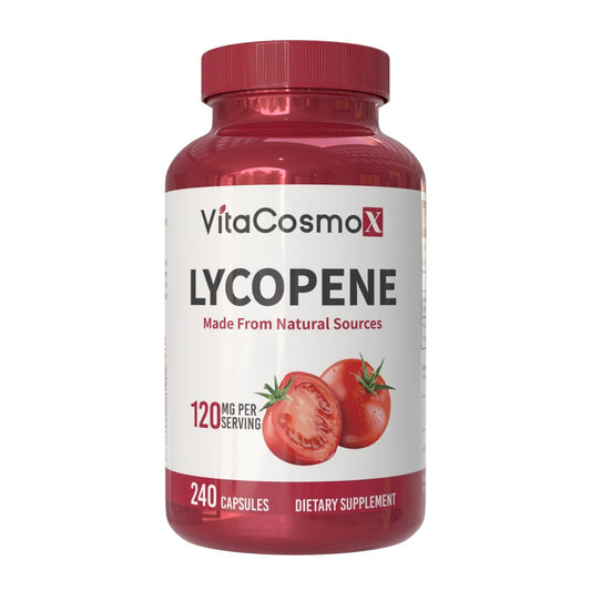 VitaCosmoX Lycopene supplement bottle on a white background