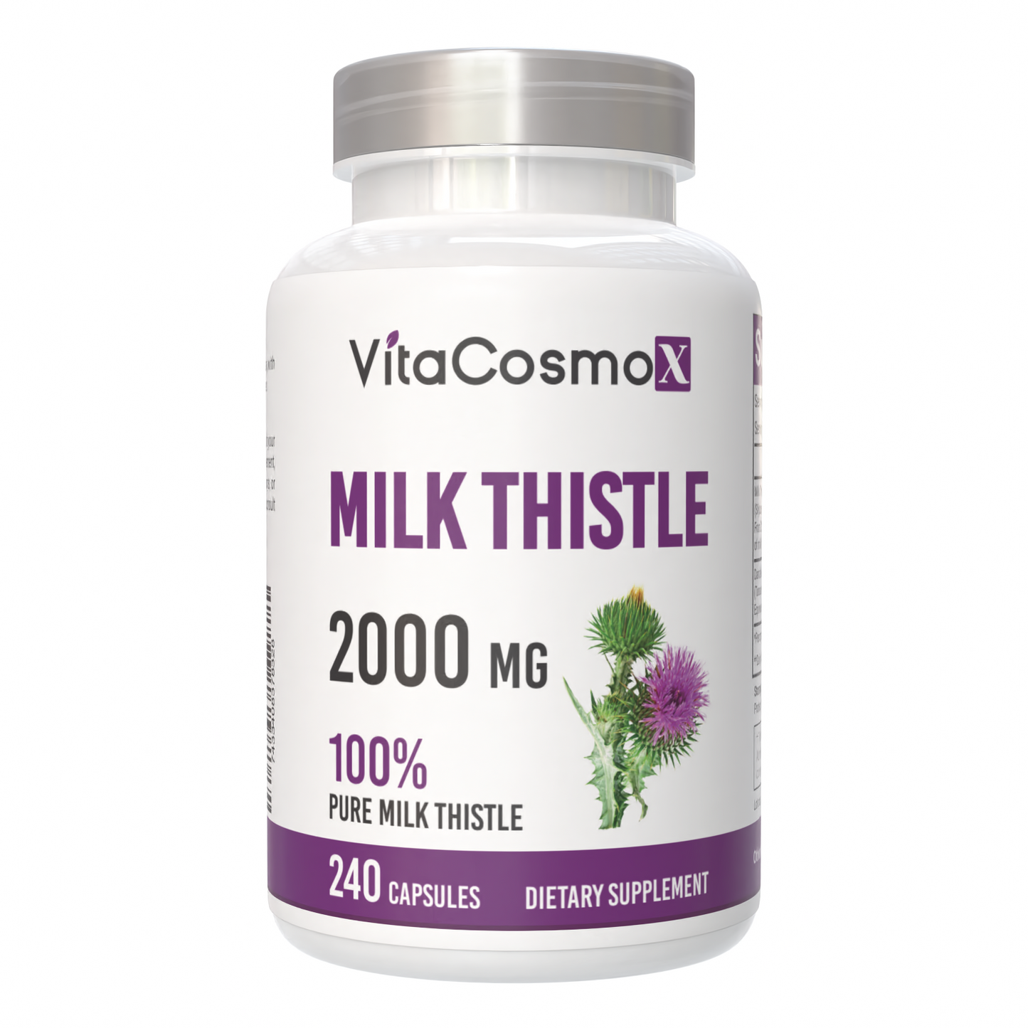 VitaCosmoX Milk Thistle 2,000 mg – 240 Vegan Capsules