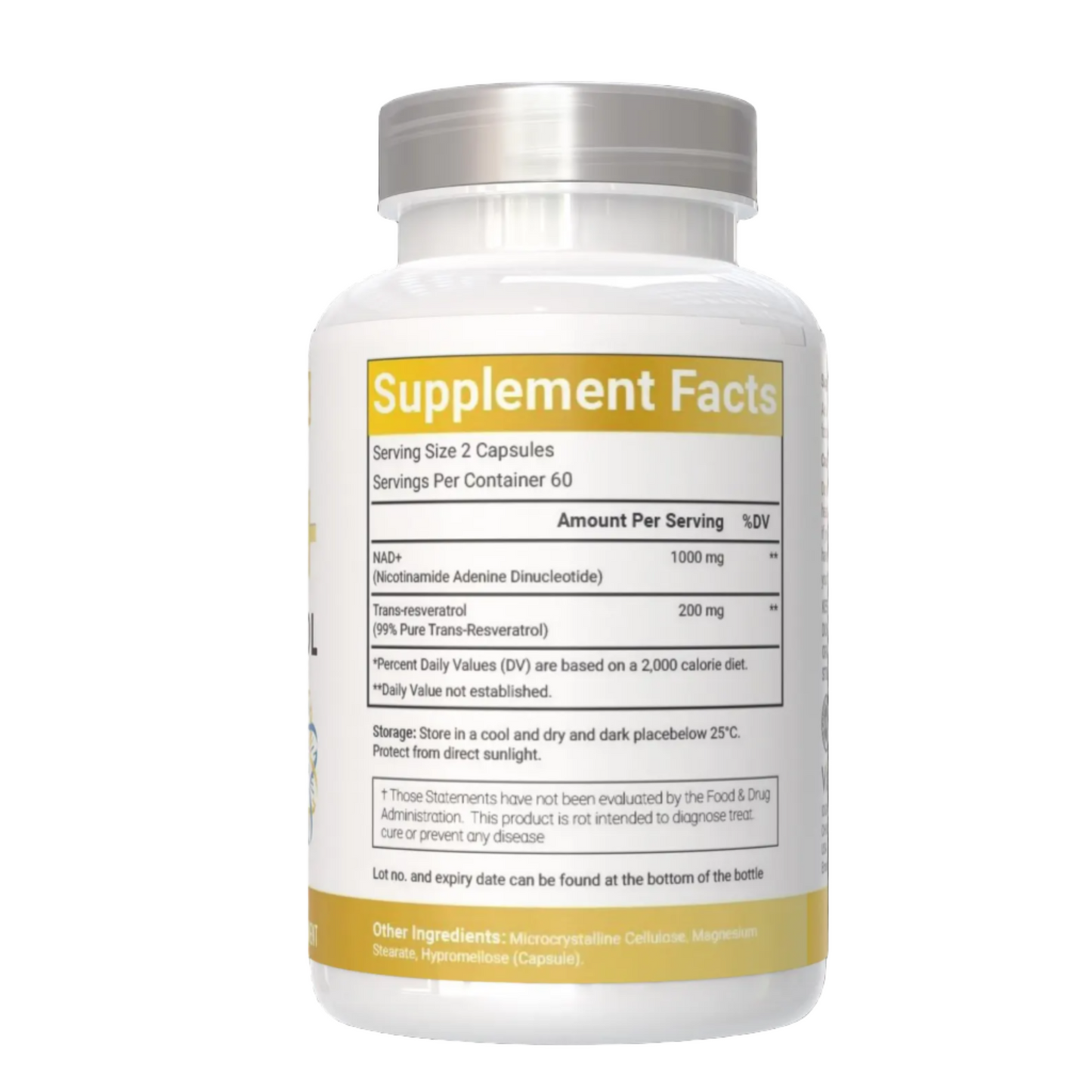 VitaCosmoX nad supplement fact side - 120 capsules