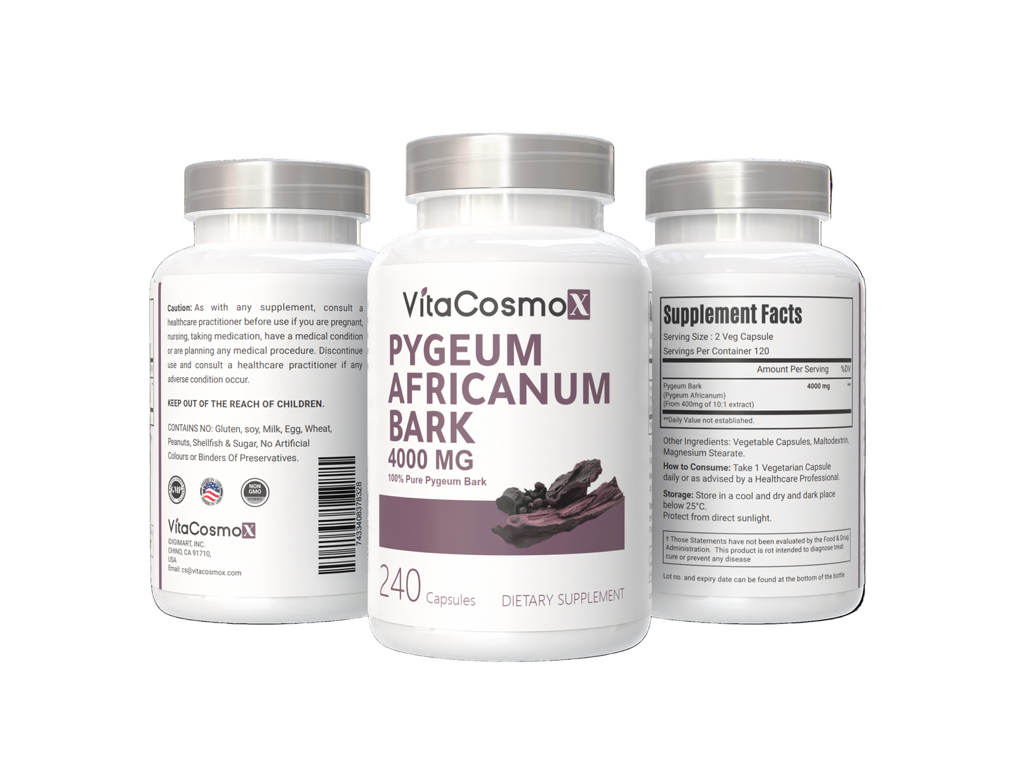 VitaCosmoX pygeum all three sides - 240 capsules