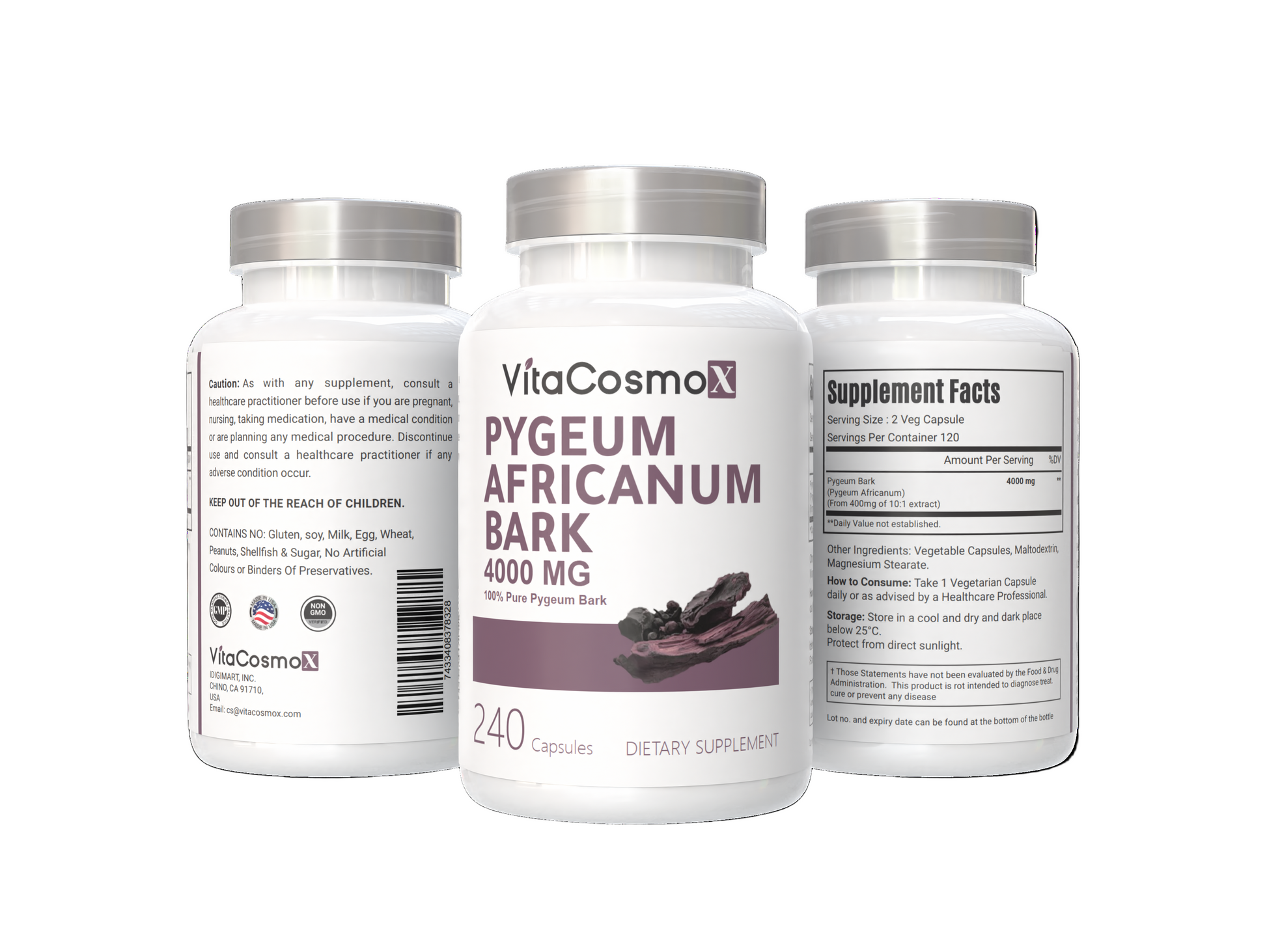 VitaCosmoX pygeum all three sides - 240 capsules