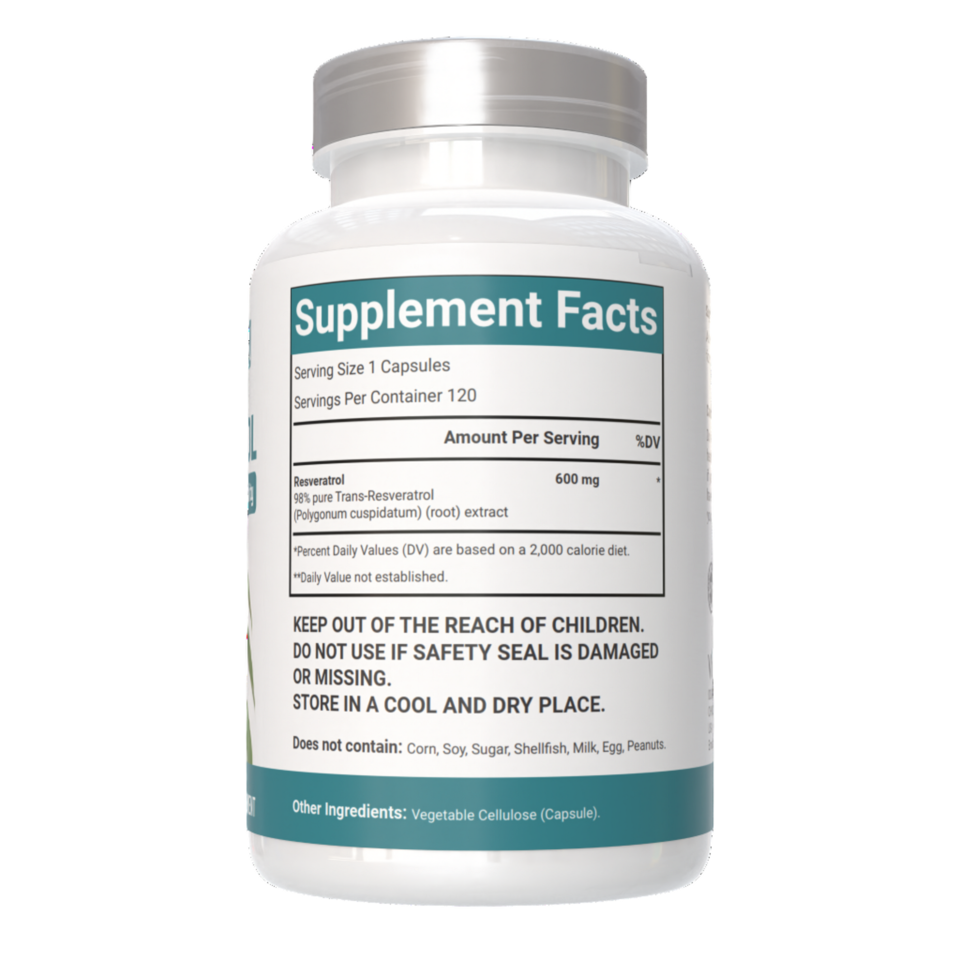 vitacosmox resveratrol 120 capsules supplement fact side