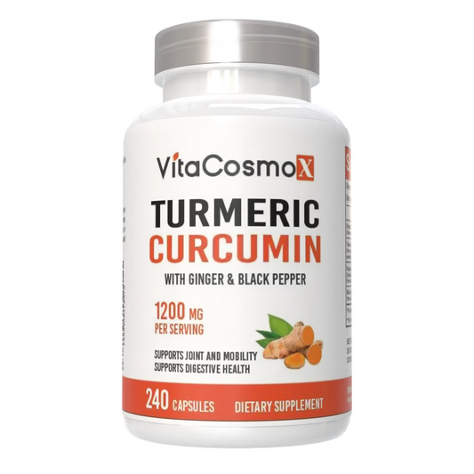 VitaCosmoX Turmeric Curcumin with Bioperine 1,200 mg - 240 Veggie Capsules