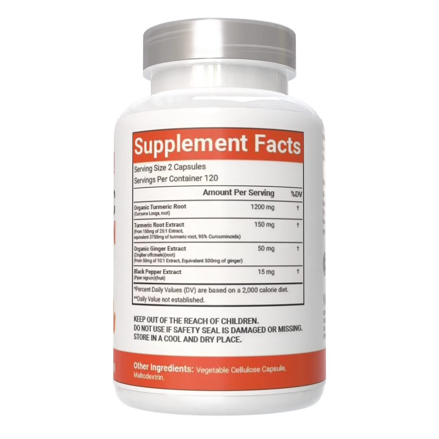 VitaCosmoX Turmeric Curcumin with Bioperine 1,200 mg - 240 Veggie Capsules