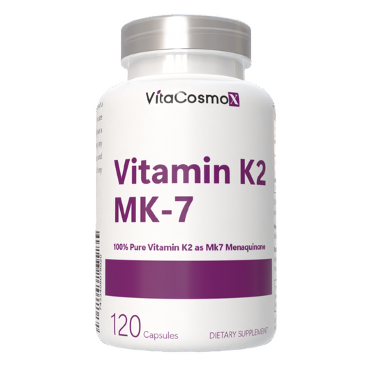 VitaCosmoX vitamin k2 mk-7 supplement front side - 120 capsules 
